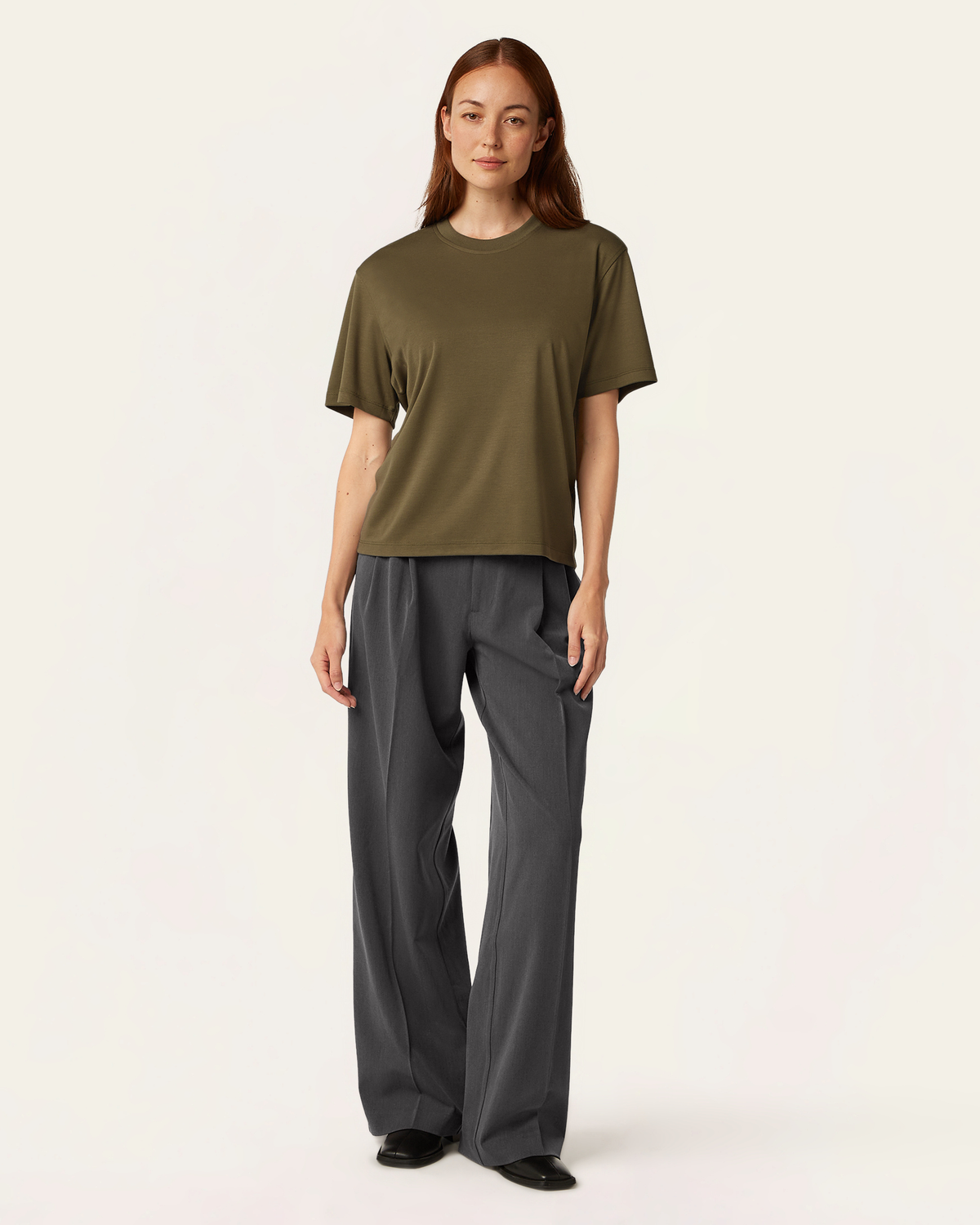 Interlock Boxy Fit T-shirt - Olive