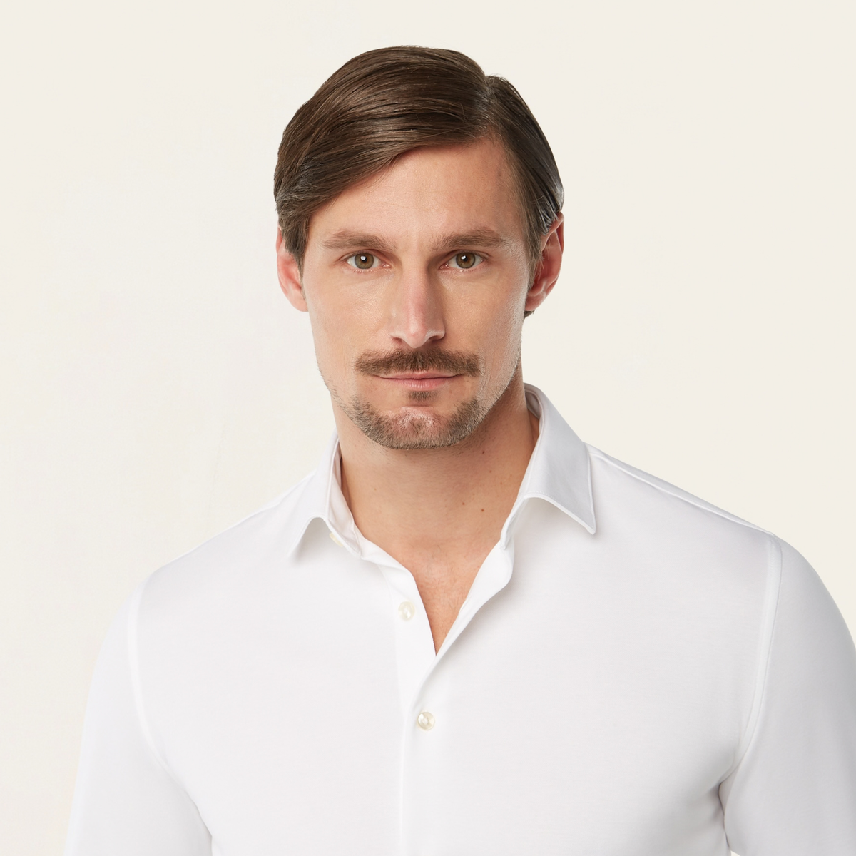 Seawool sweater & Knitted non-iron shirt bundle | White & Sand