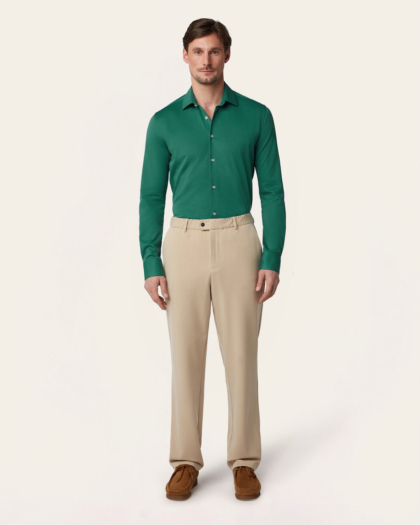 Knitted non-iron shirt North Sea Green