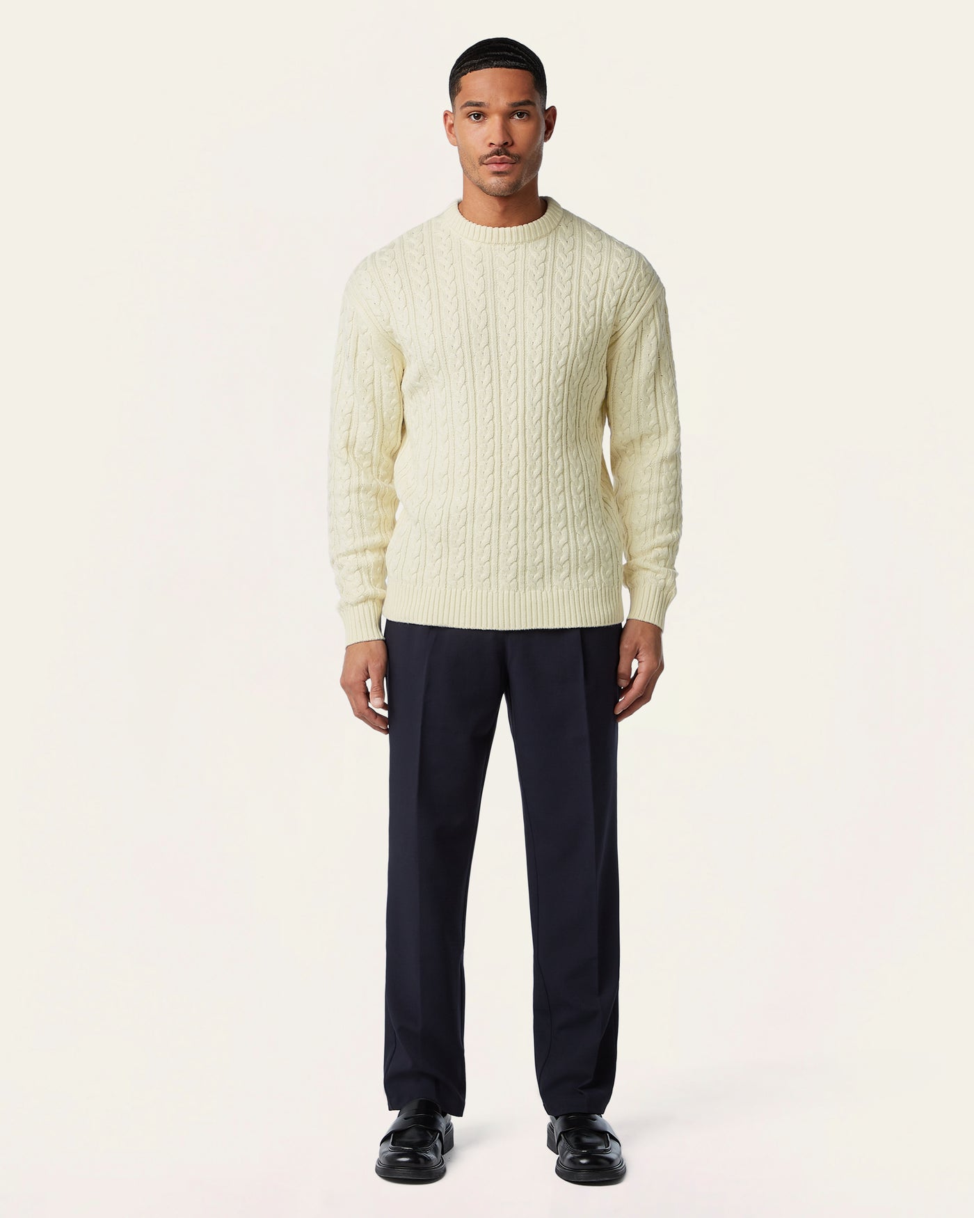 Heavy Seawool Cable Crewneck Off White