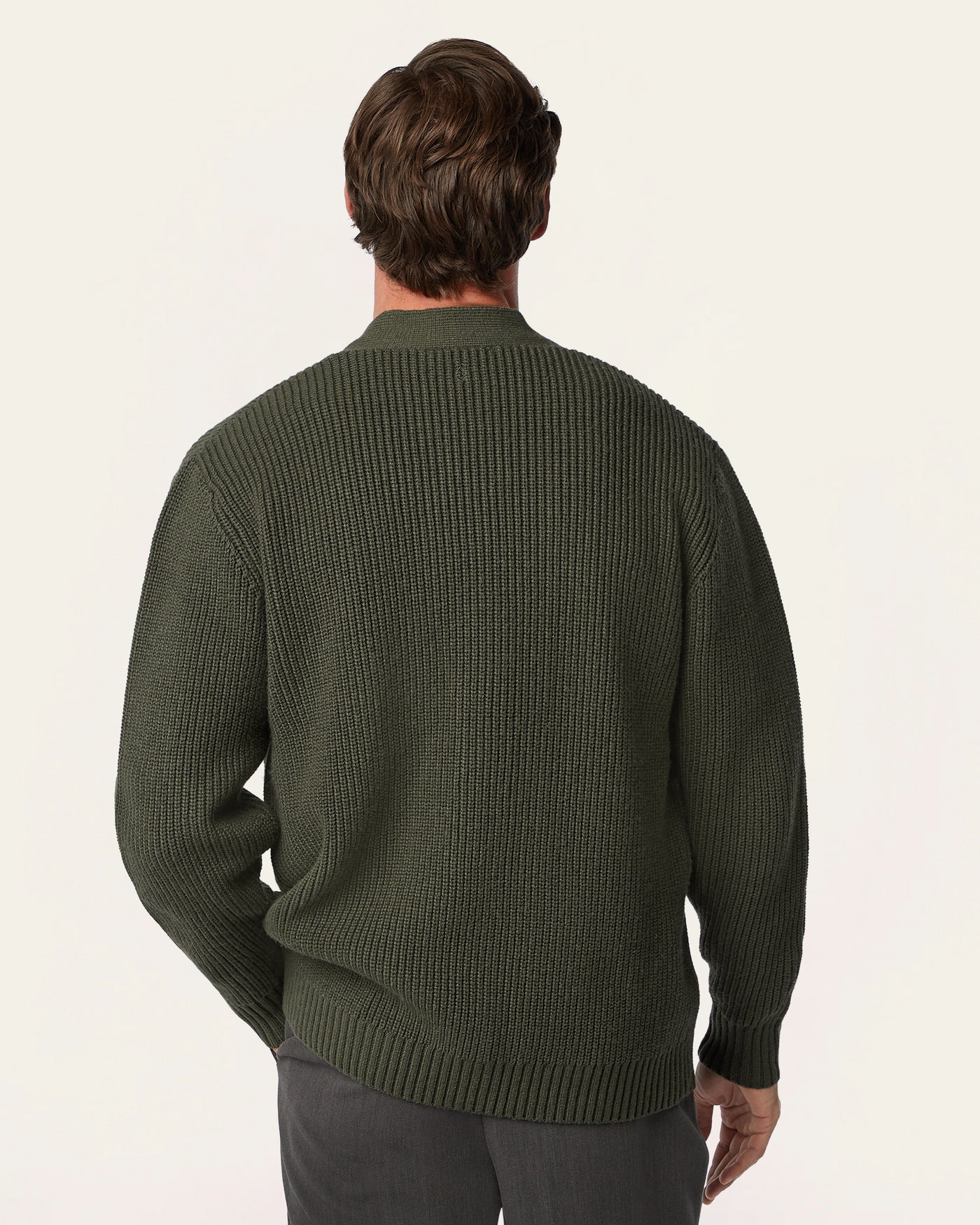 Heavy Seawool Cardigan Dark Olive