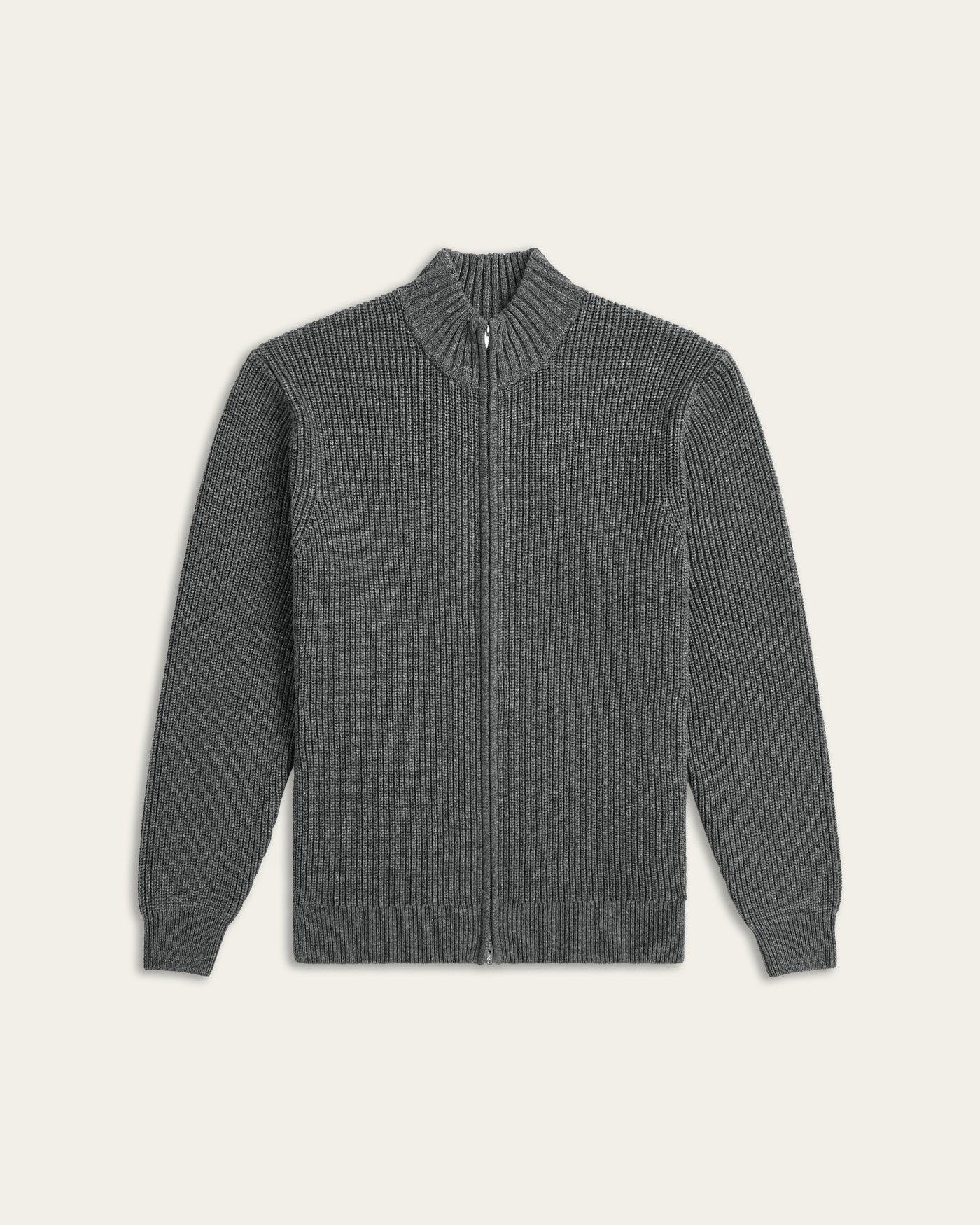 Heavy Seawool Full Zip Cardigan Dark Grey