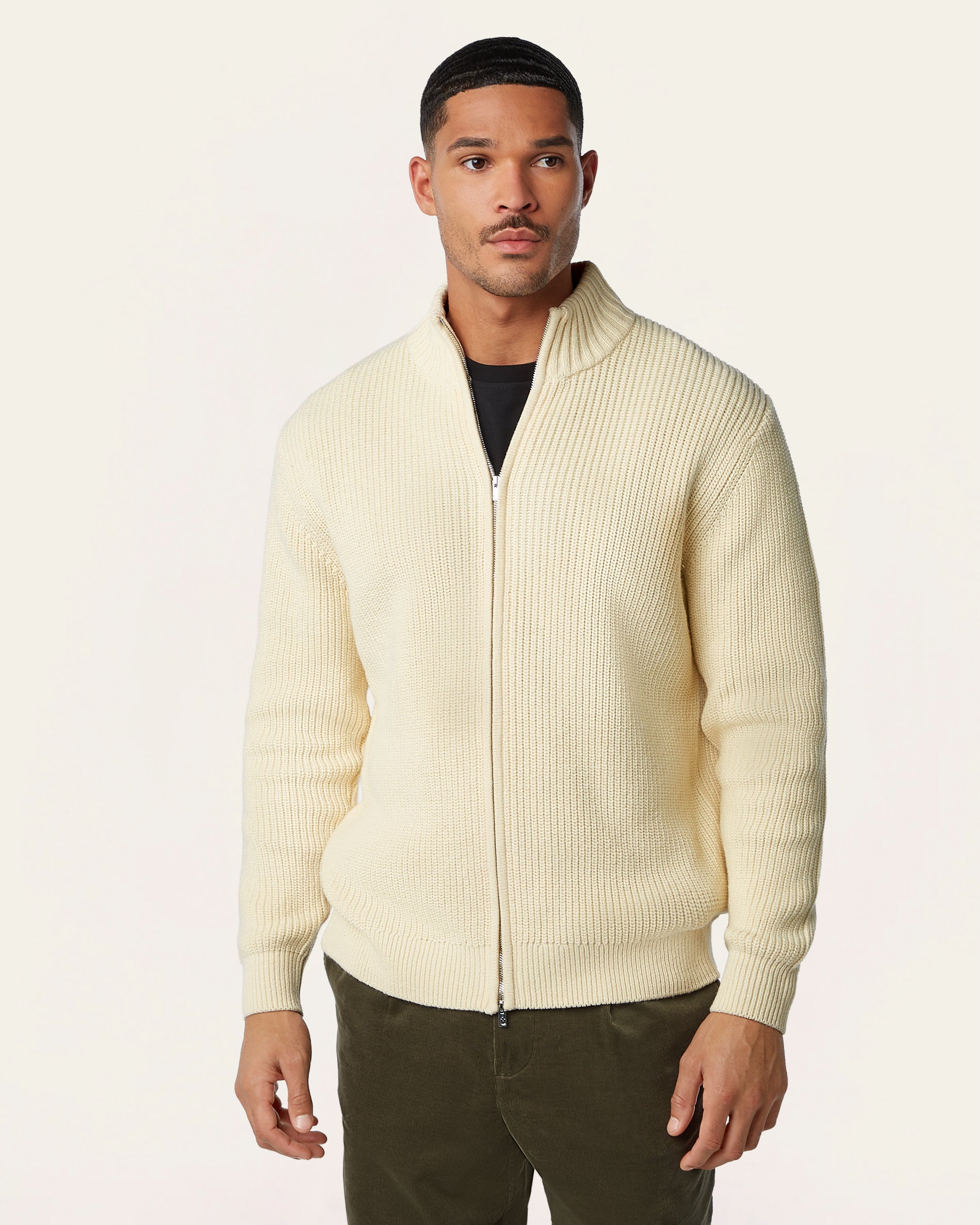 Heavy Seawool Full Zip Cardigan Off White