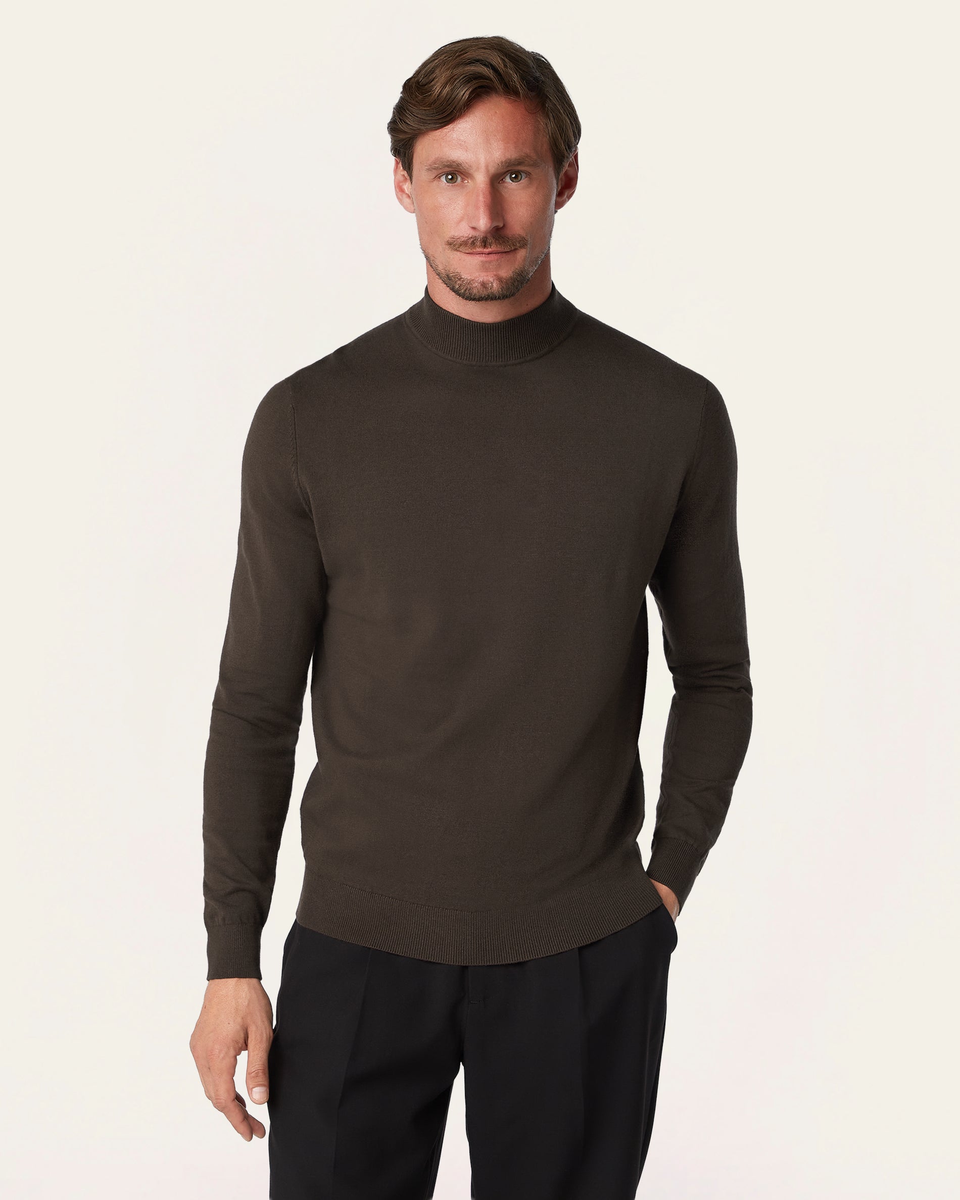 Seawool Mockneck Dark Brown