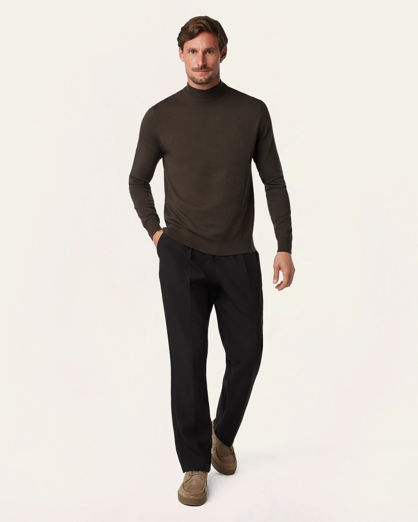 Seawool Mockneck Dark Brown