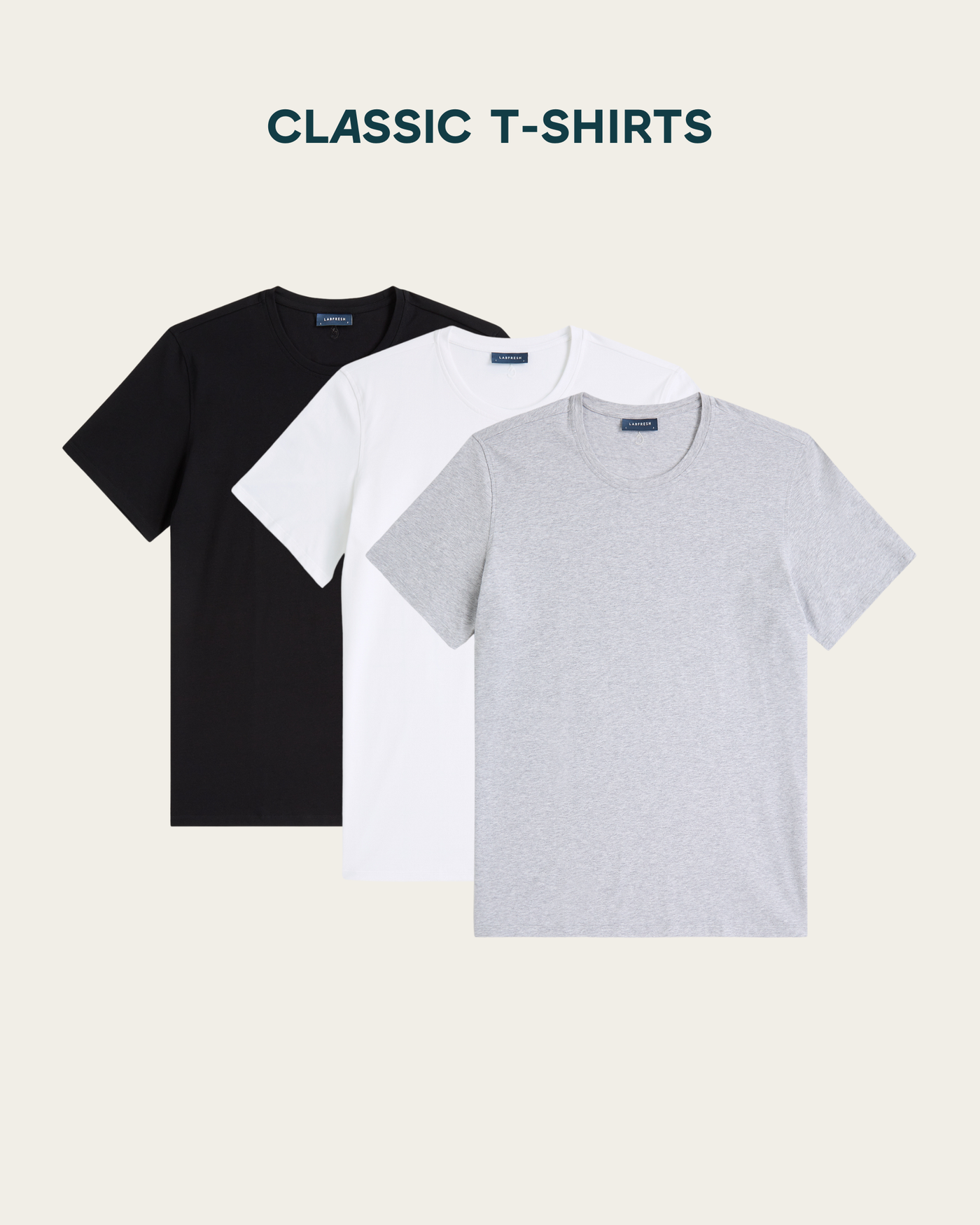 T-shirt 3-pack bundle | White & Black & Light grey