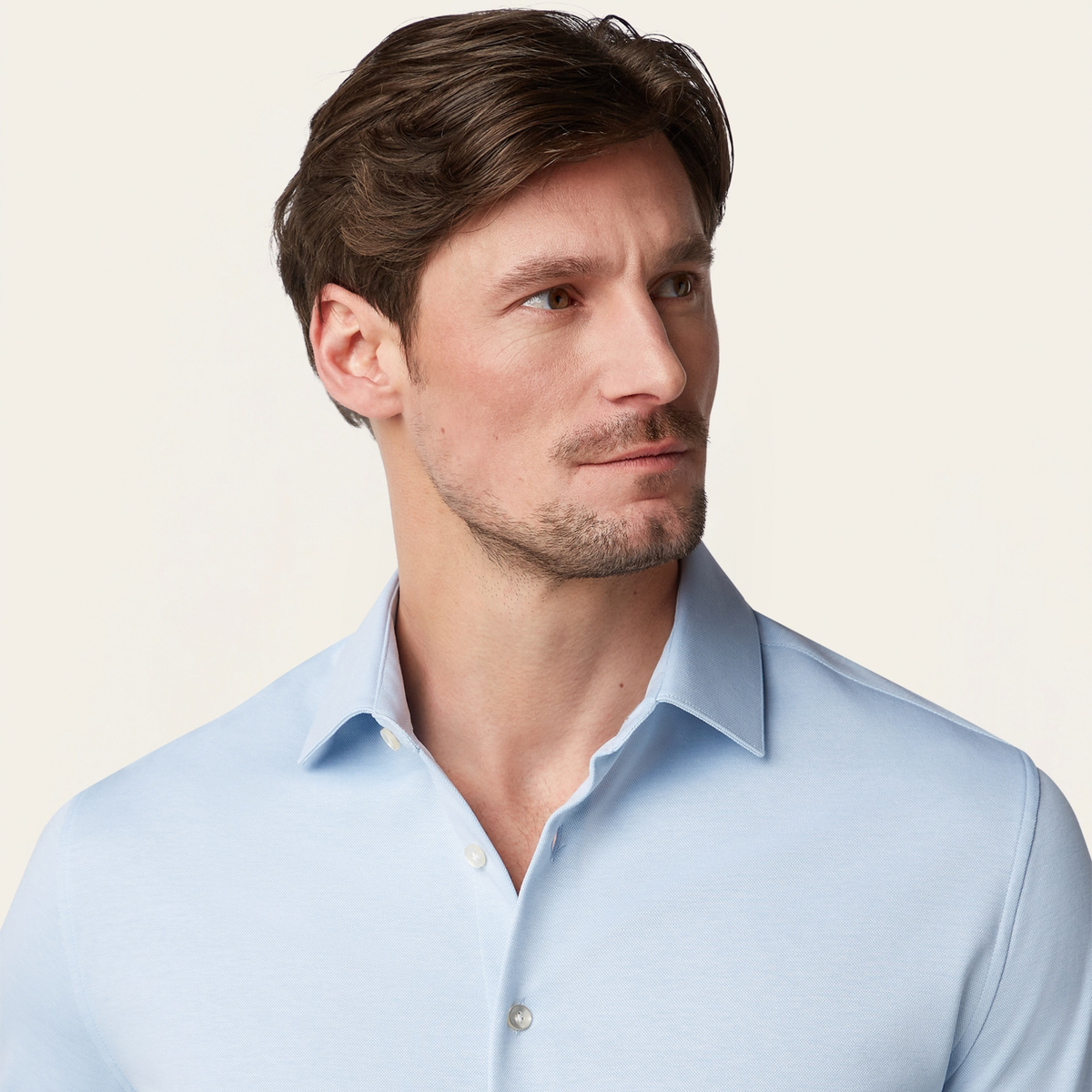 Knitted non-iron shirt Light Blue