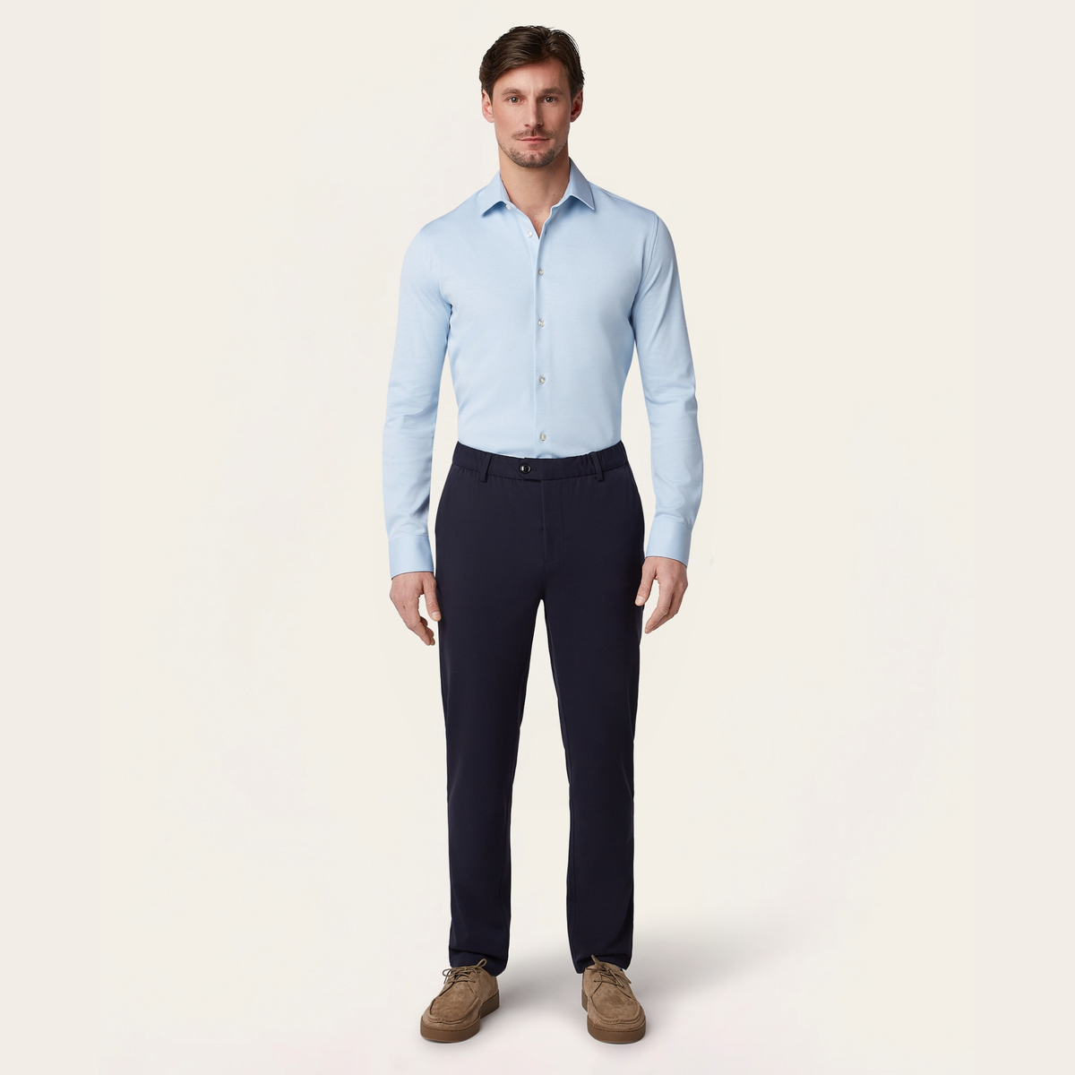 Knitted non-iron shirt Light Blue