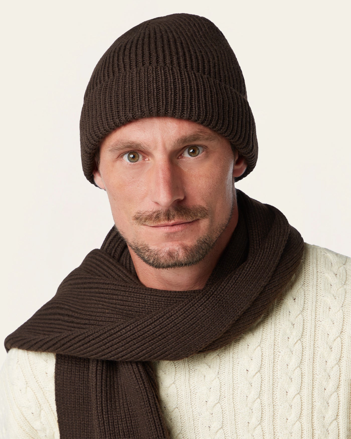 Heavy Seawool Beanie Dark Brown