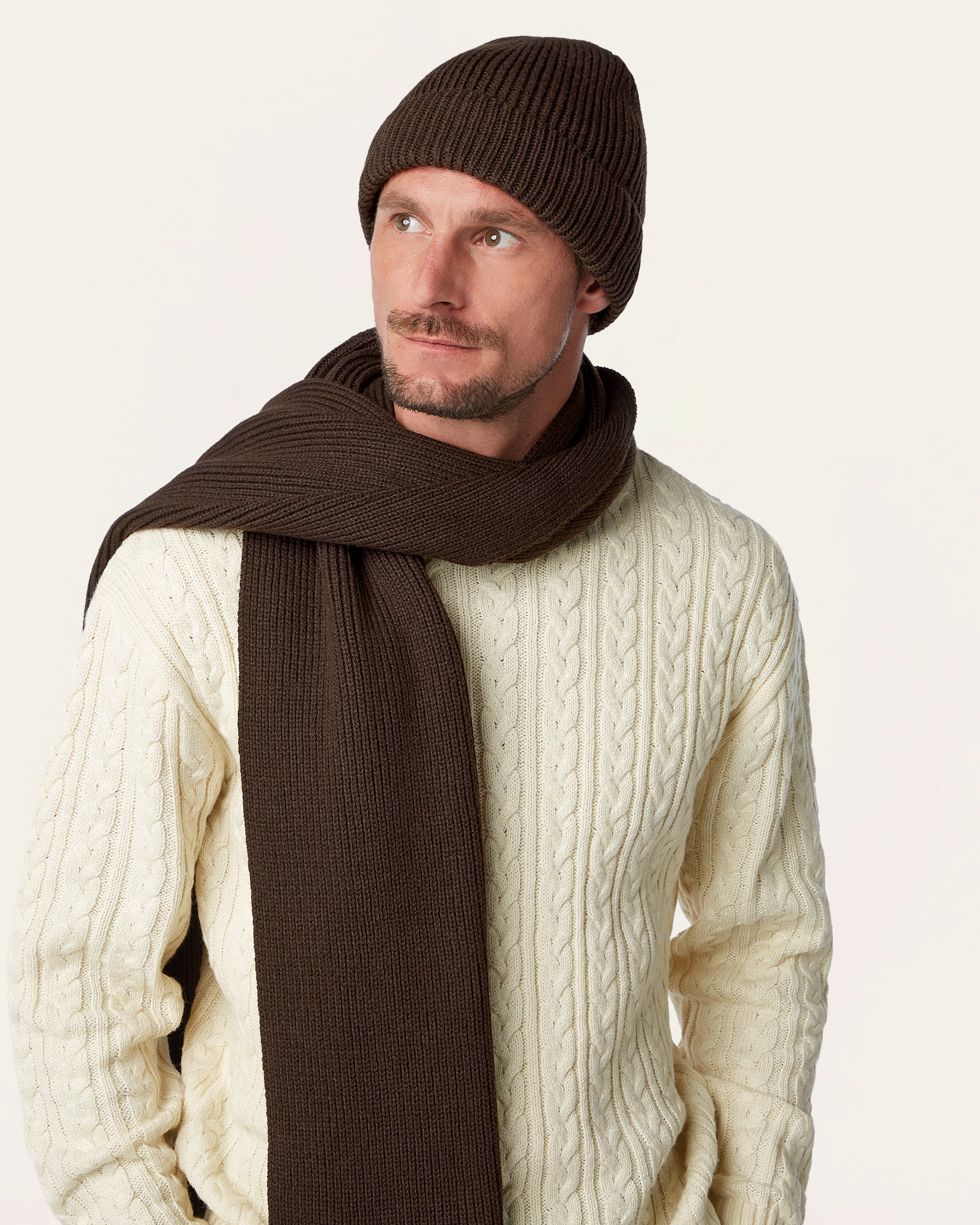 Heavy Seawool Beanie Dark Brown