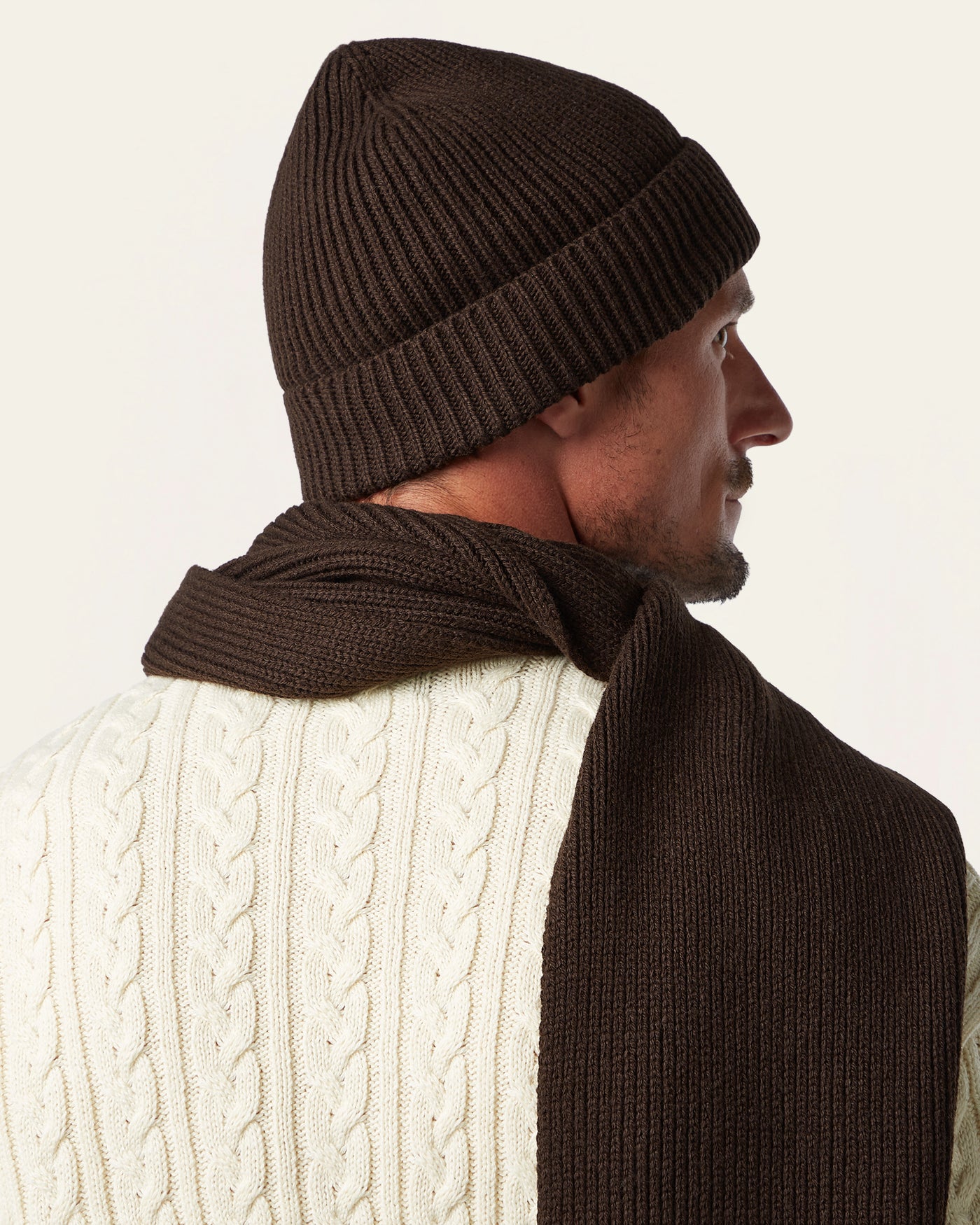 Heavy Seawool Beanie Dark Brown