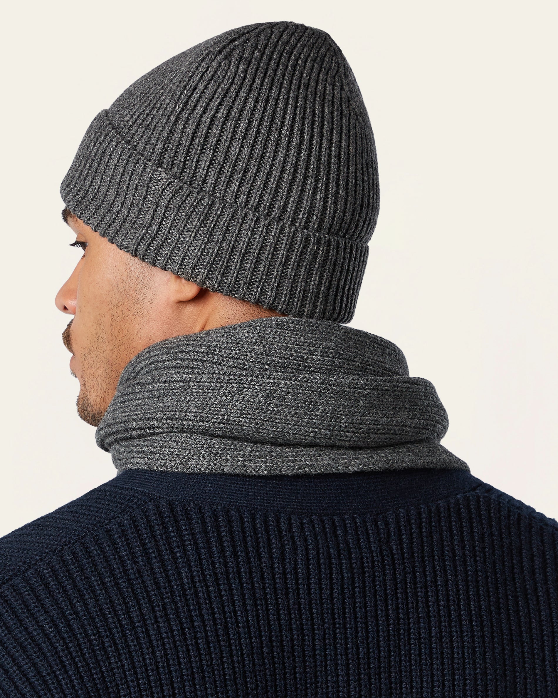 Heavy Seawool Beanie Dark Grey