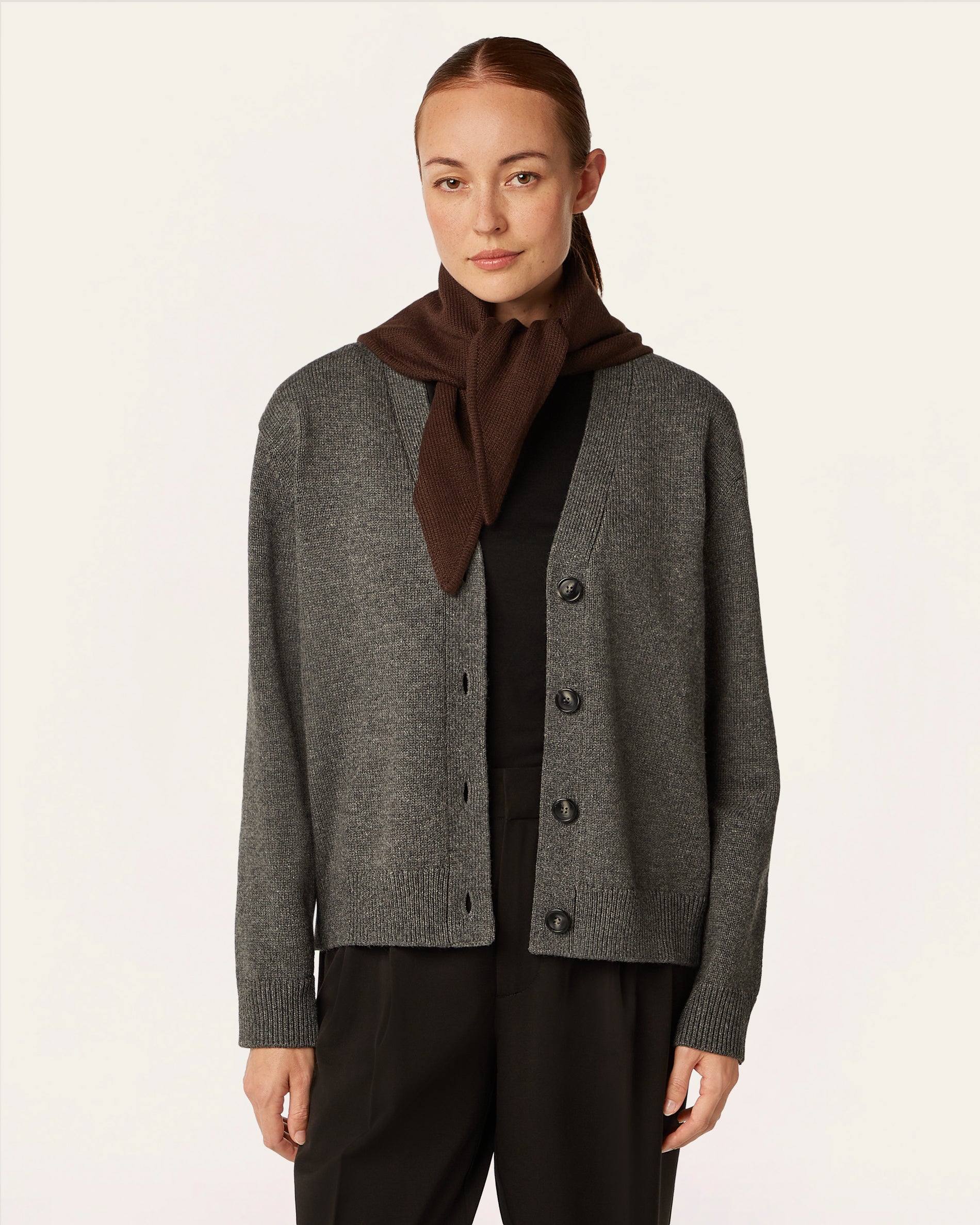 Heavy Seawool Triangle Scarf - Dark Brown