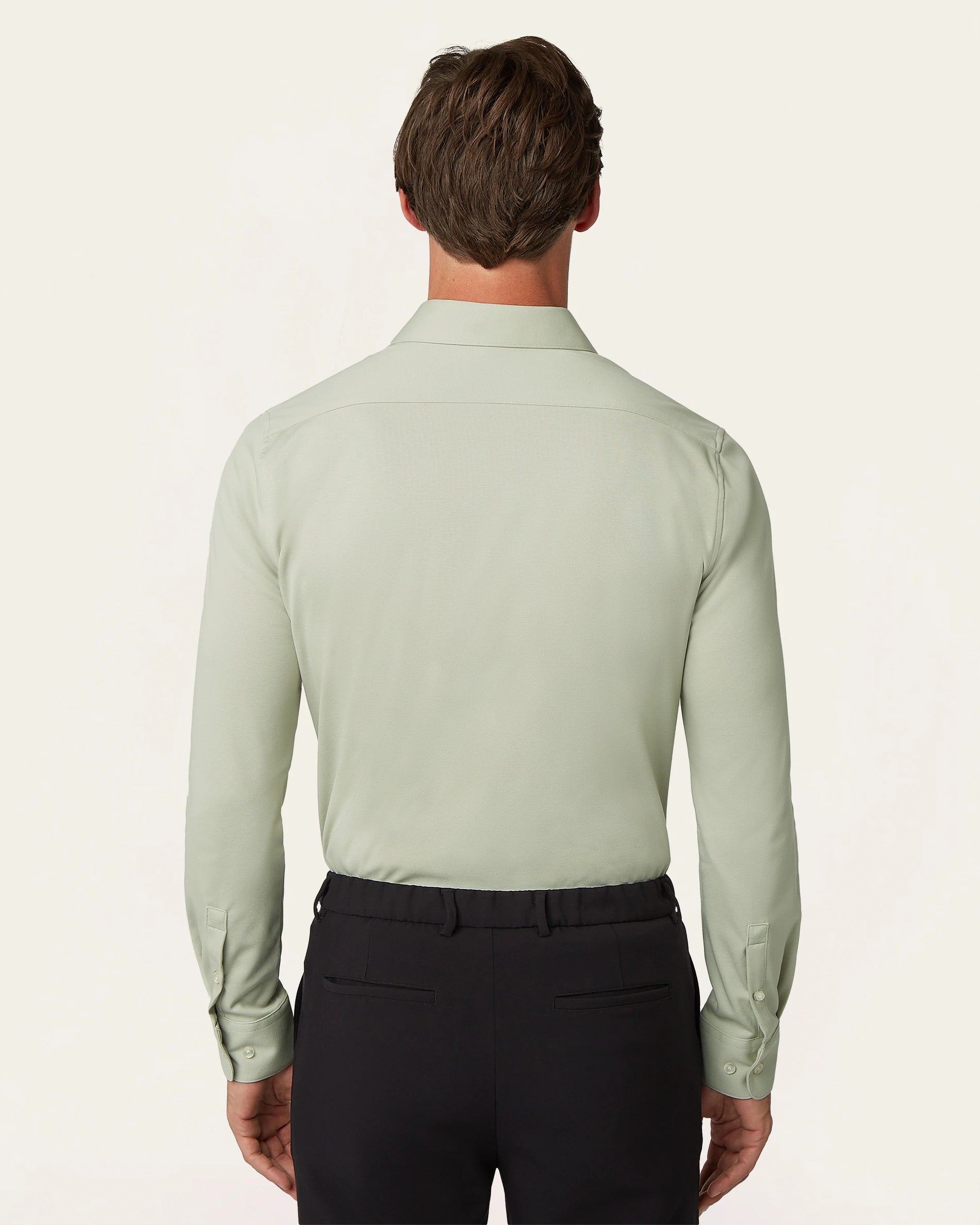 Knitted non-iron shirt Sage