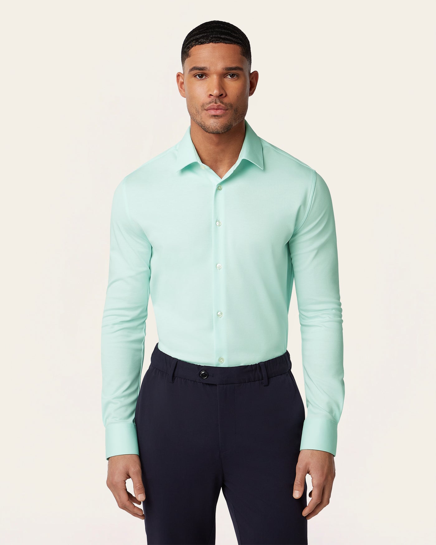 Knitted non-iron shirt Jade Green