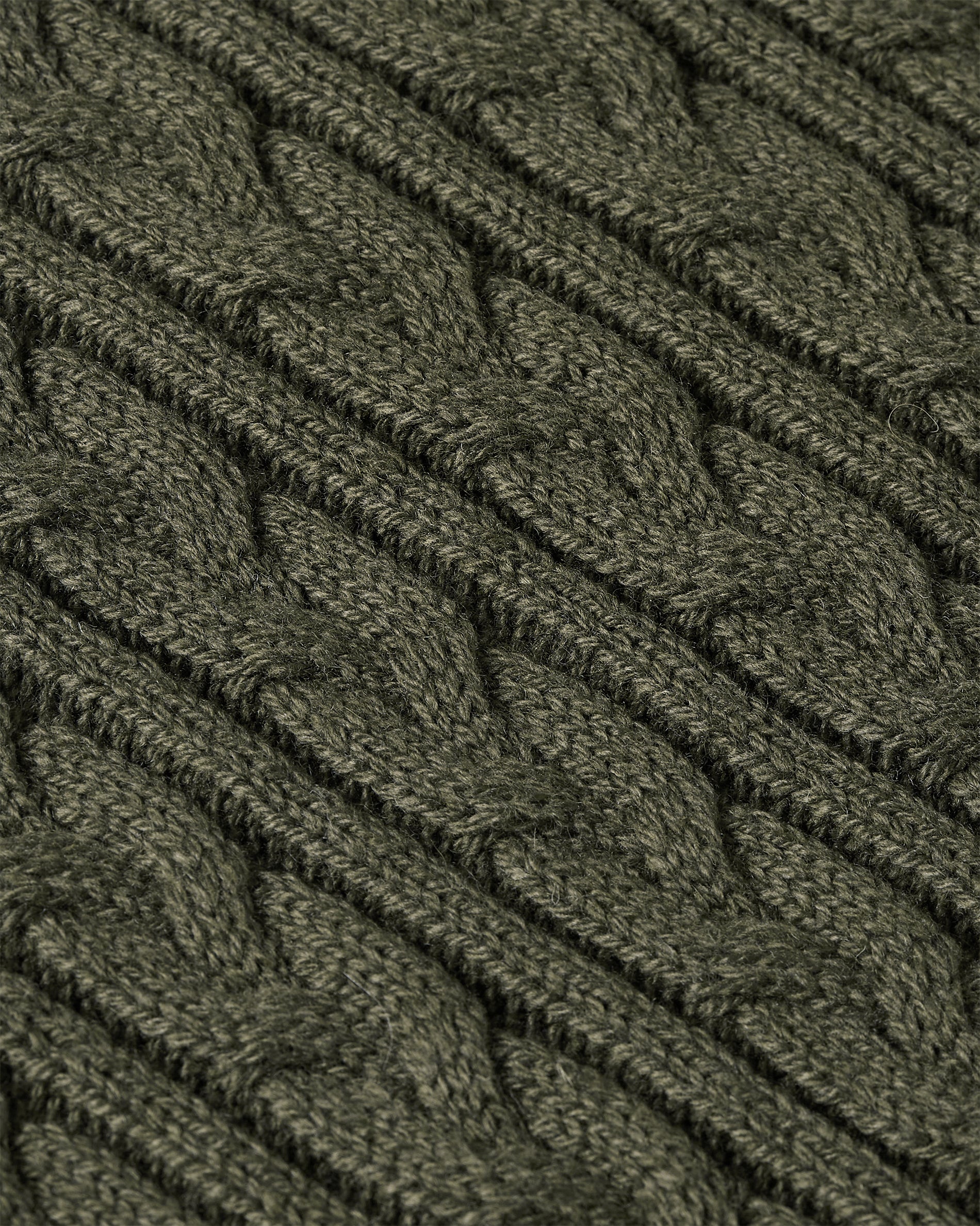 Heavy Seawool Cable Crewneck Dark Olive