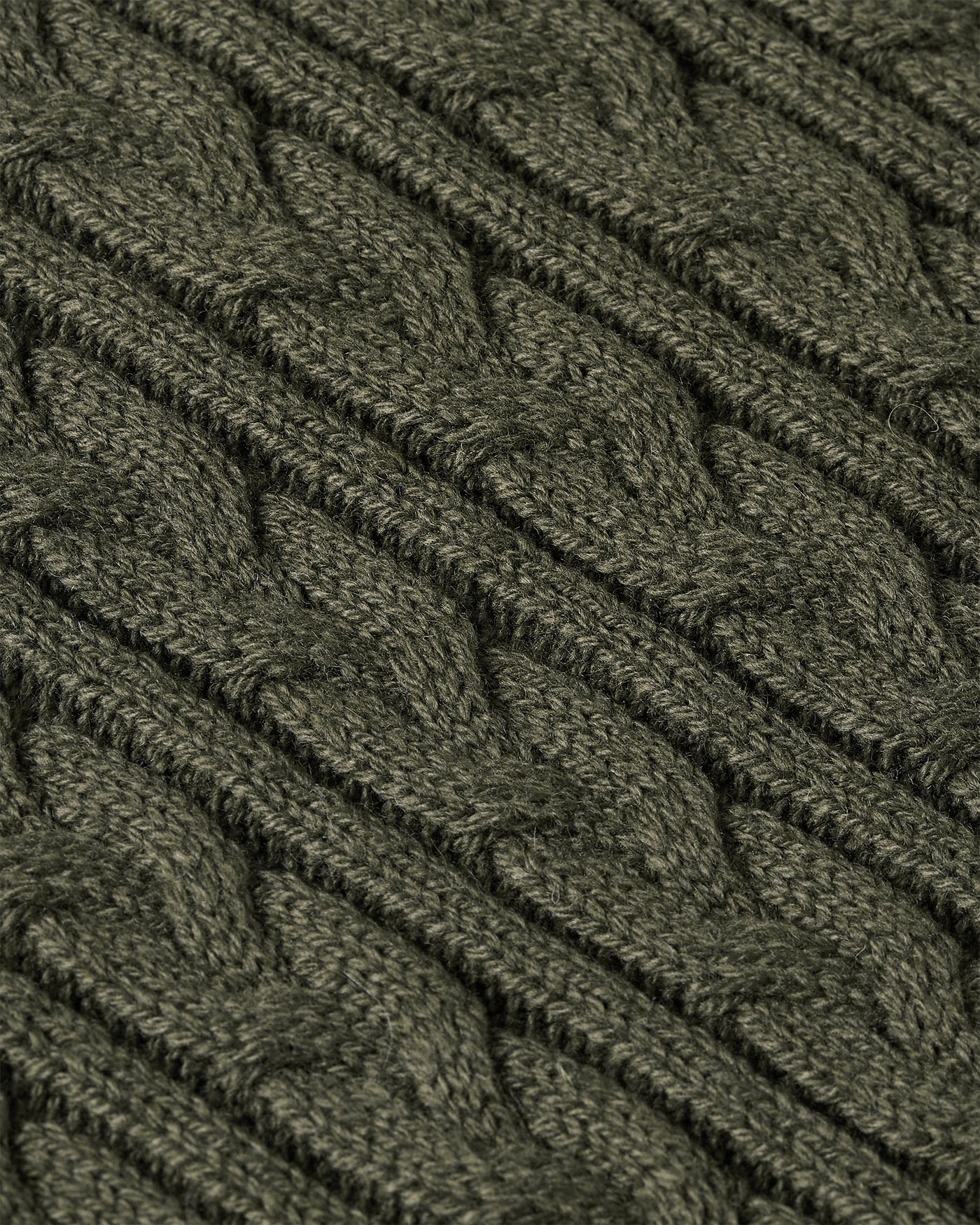 Heavy Seawool Cable Crewneck - Dark Olive