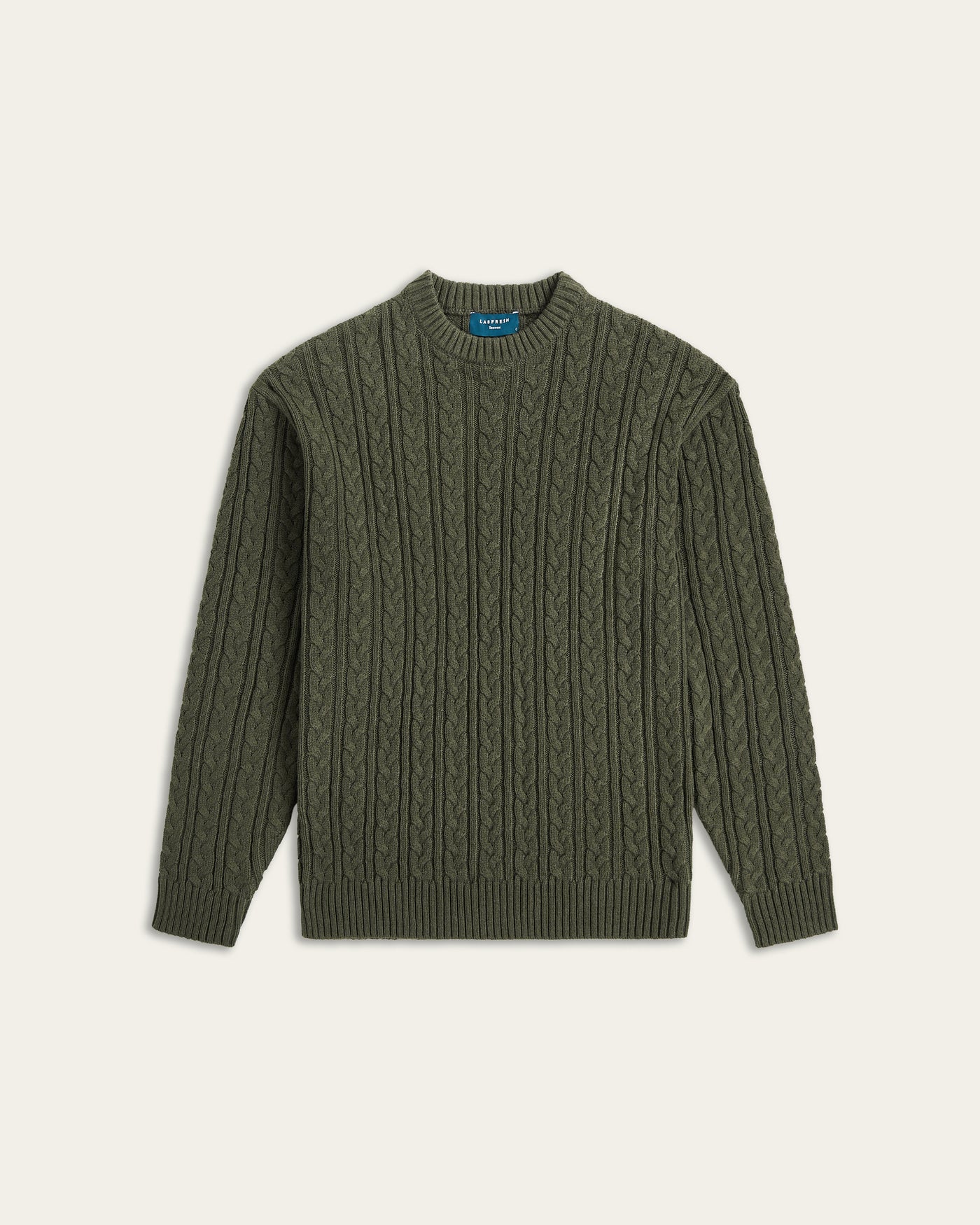 Heavy Seawool Cable Crewneck Dark Olive