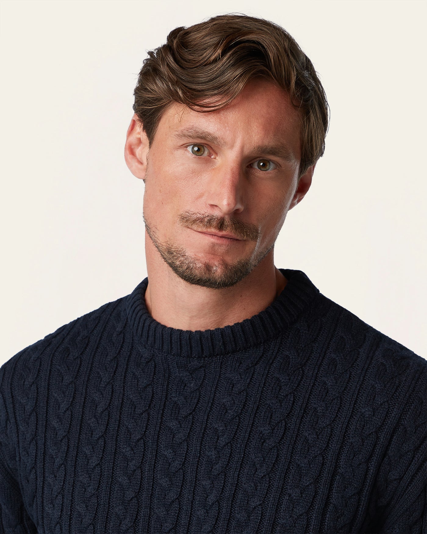 Heavy Seawool Cable Crewneck Navy