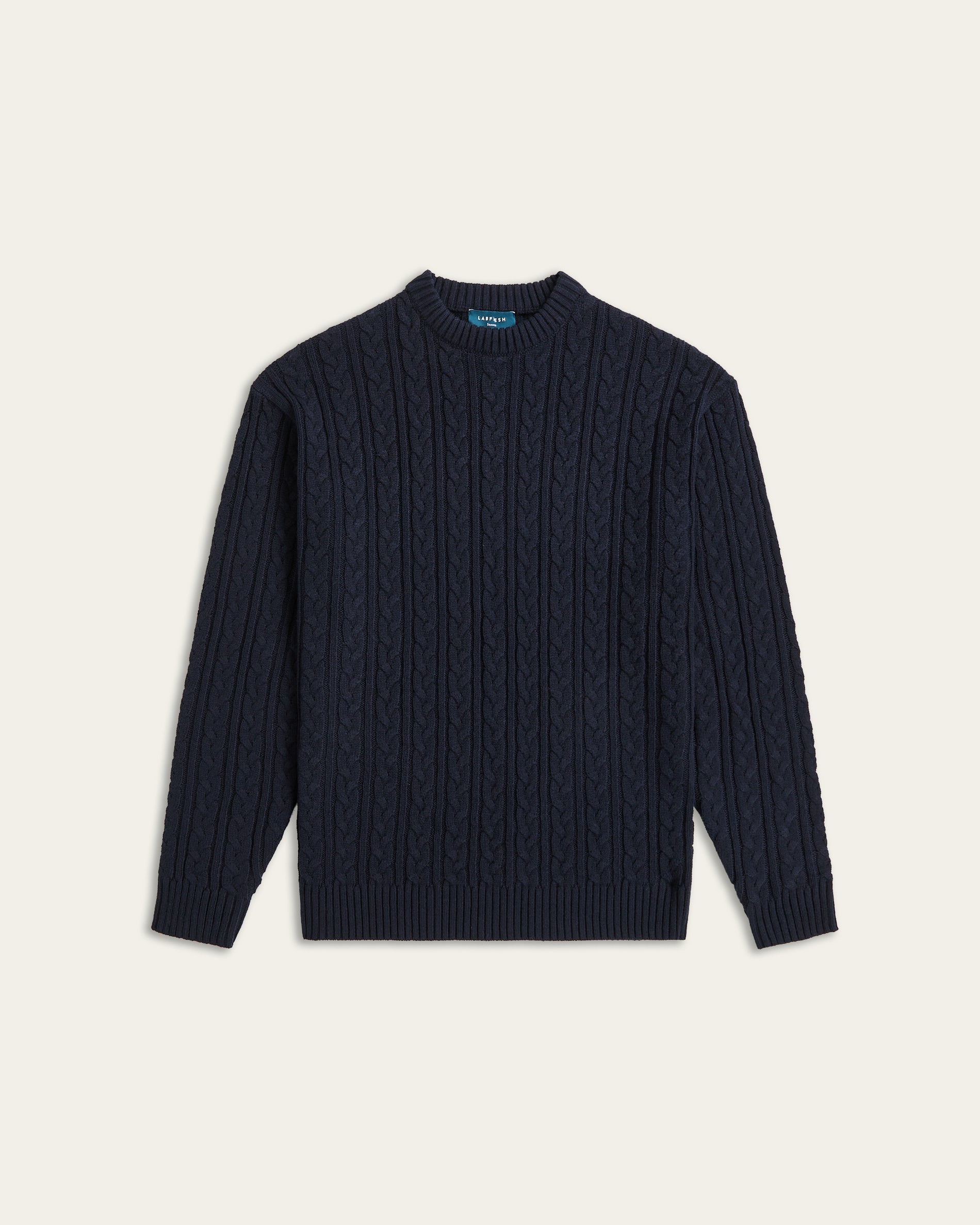 Heavy Seawool Cable Crewneck Navy