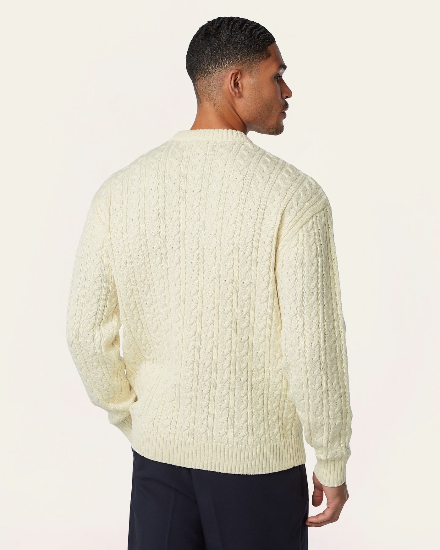 Heavy Seawool Cable Crewneck Off White