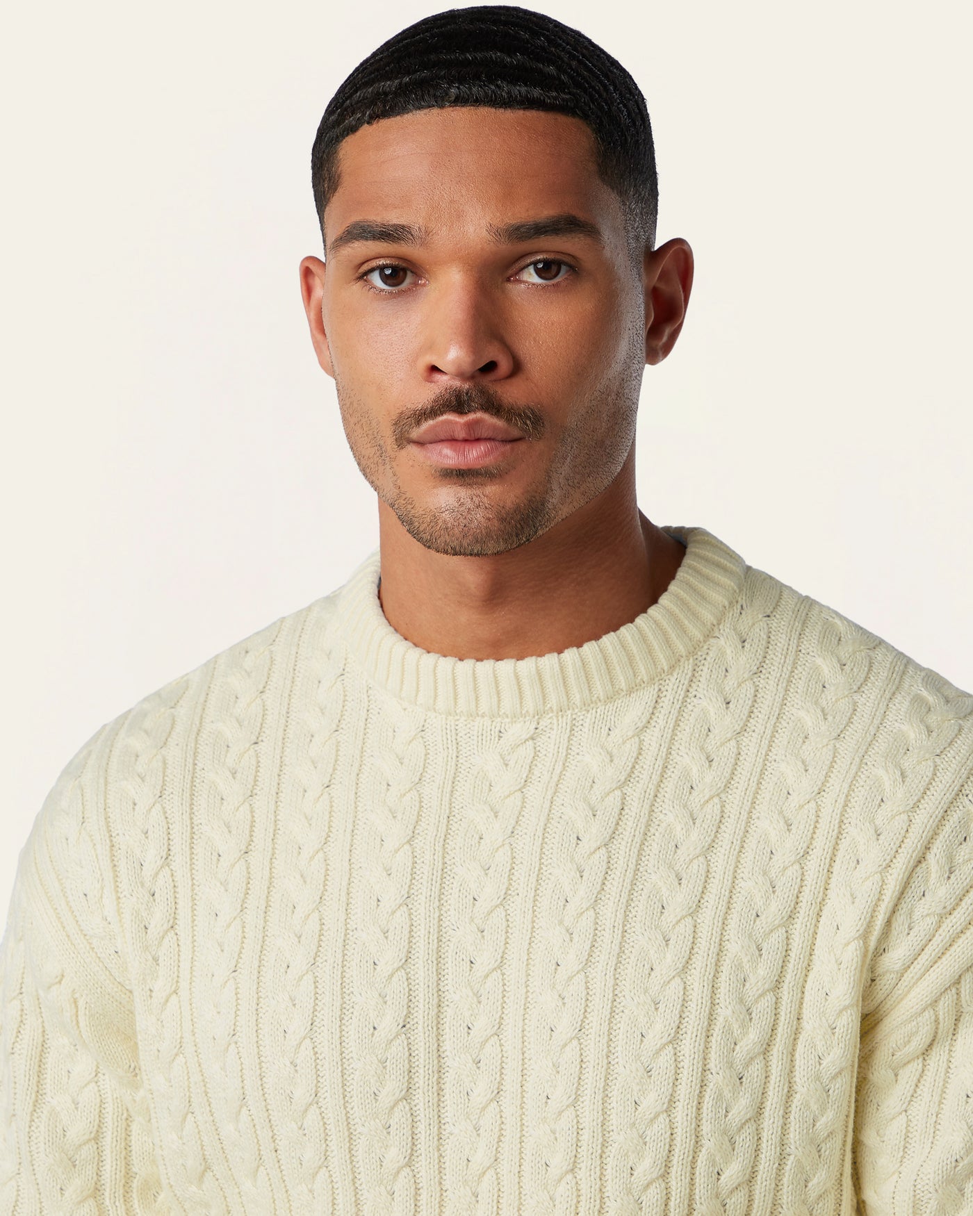 Heavy Seawool Cable Crewneck Off White