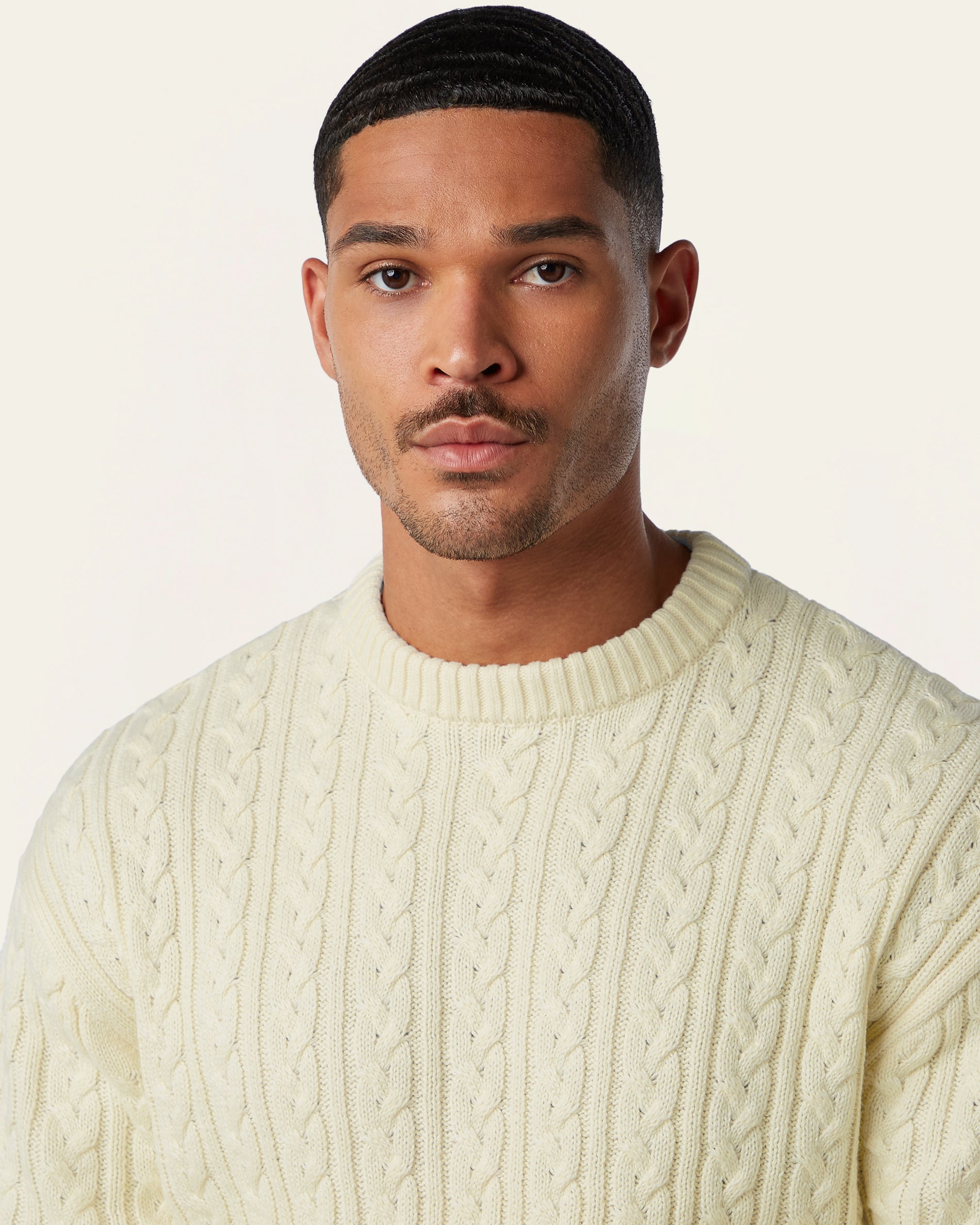 Heavy Seawool Cable Crewneck Off White