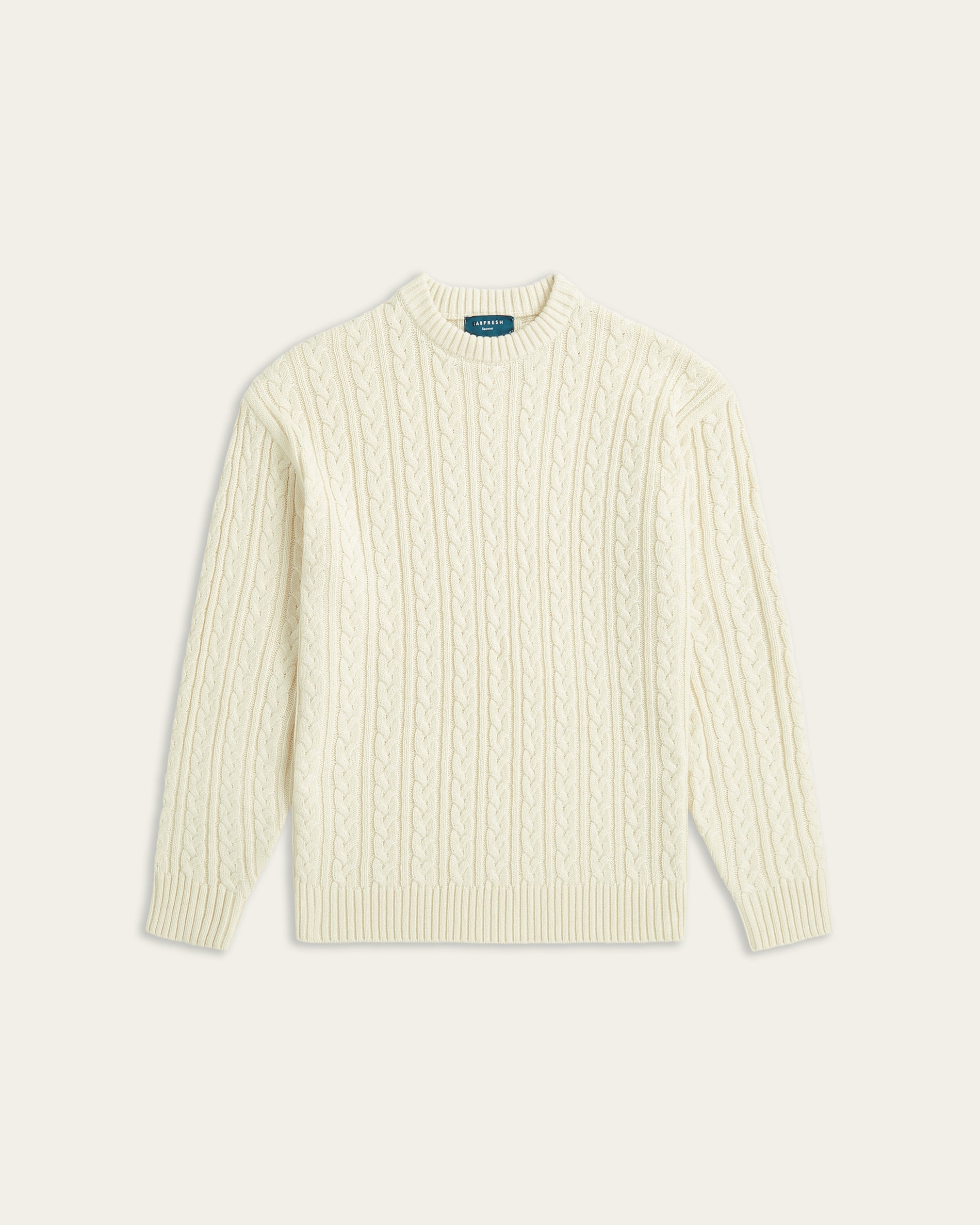 Heavy Seawool Cable Crewneck Off White