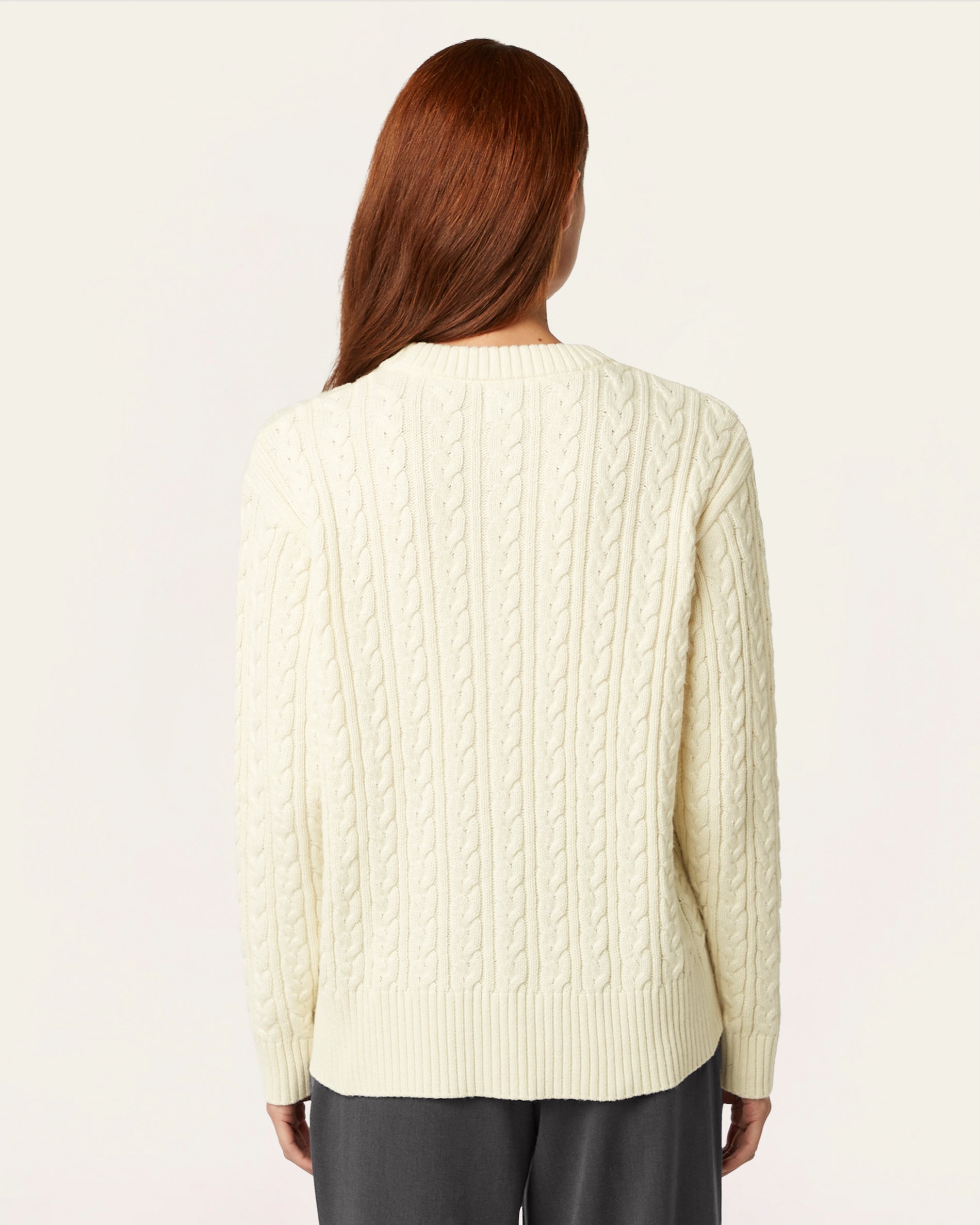 Heavy Seawool Cable Crewneck - Off White