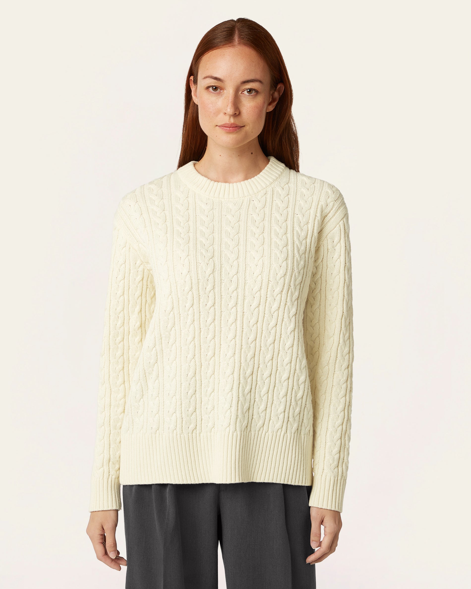 Heavy Seawool Cable Crewneck - Off White