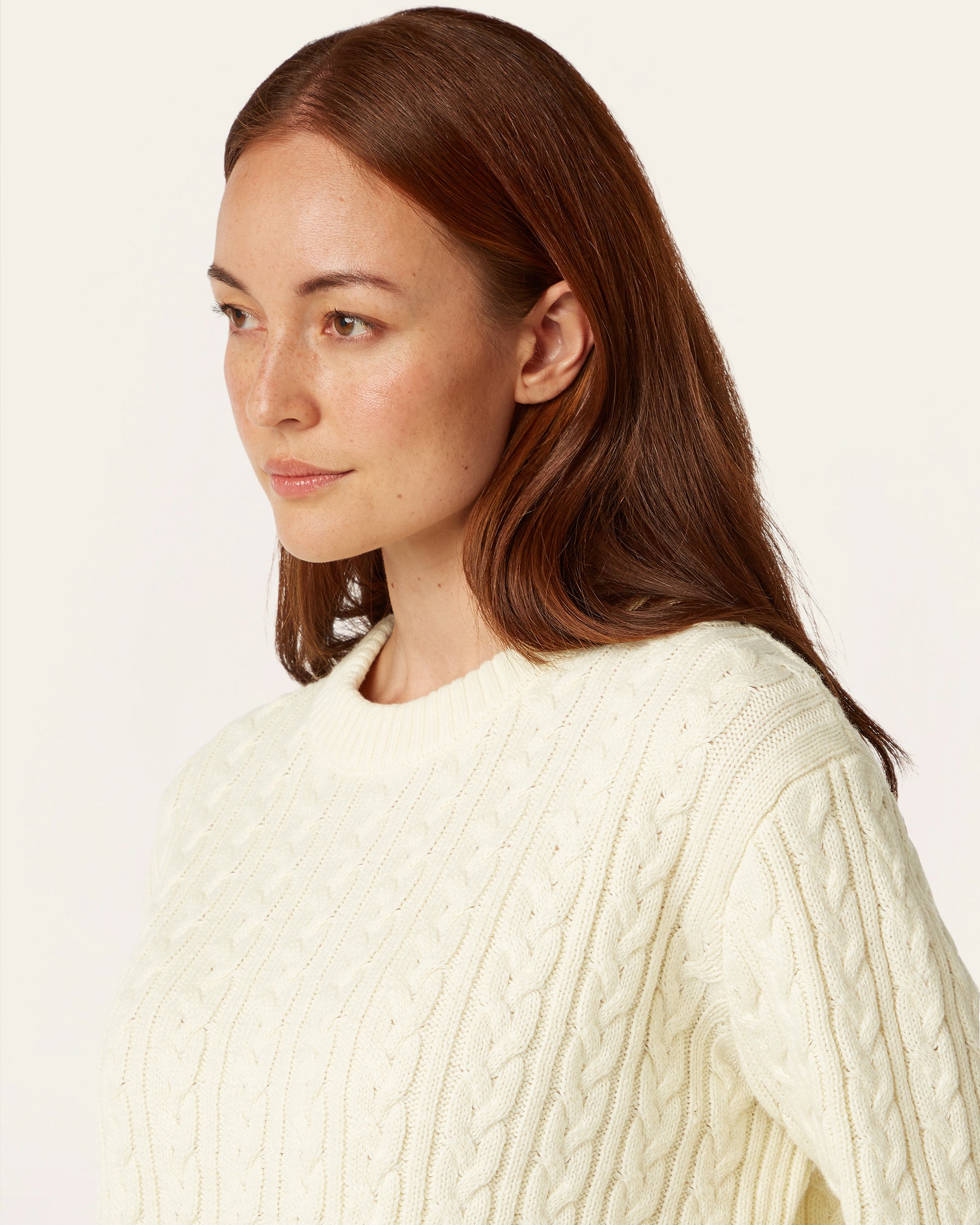 Heavy Seawool Cable Crewneck - Off White
