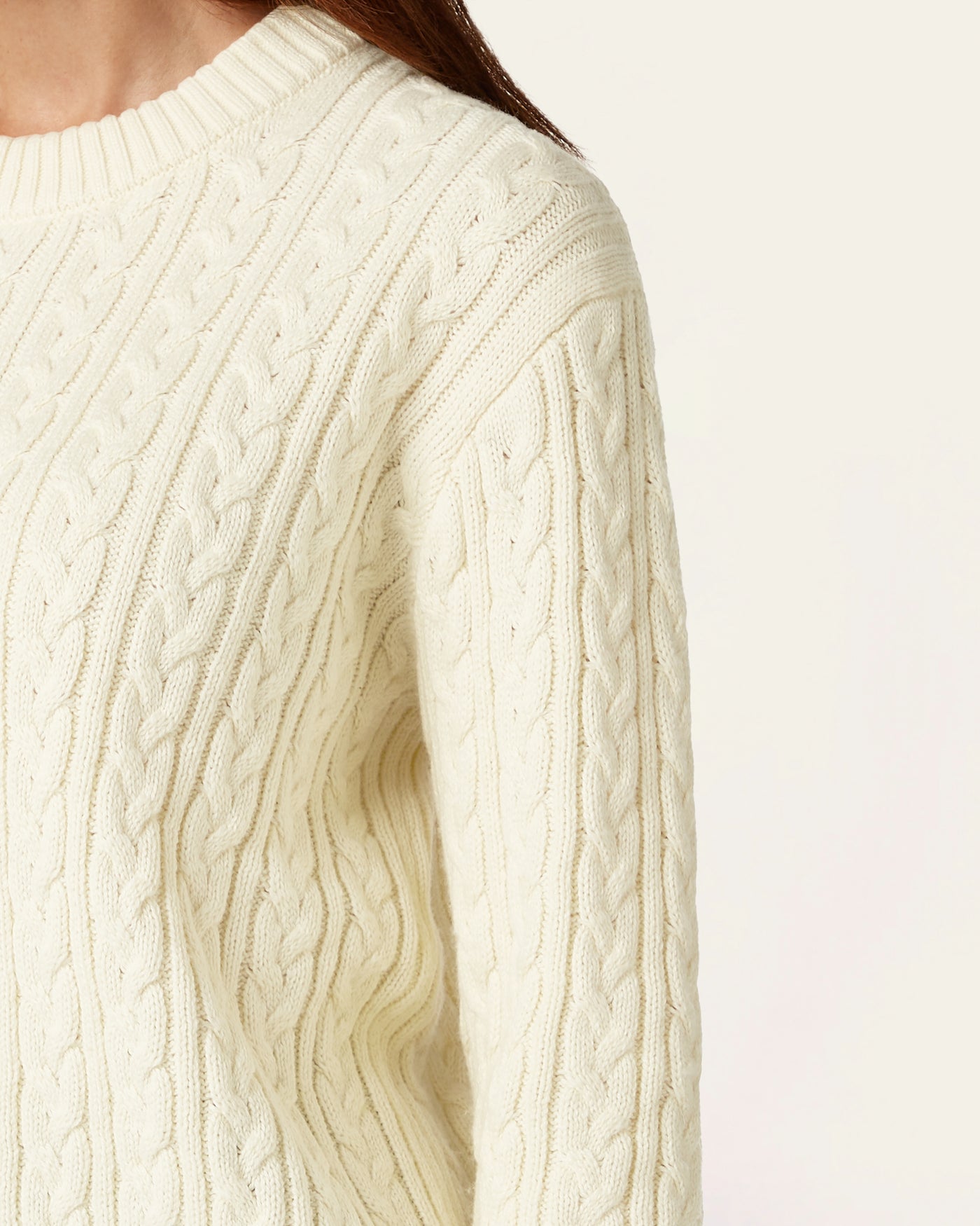 Heavy Seawool Cable Crewneck - Off White