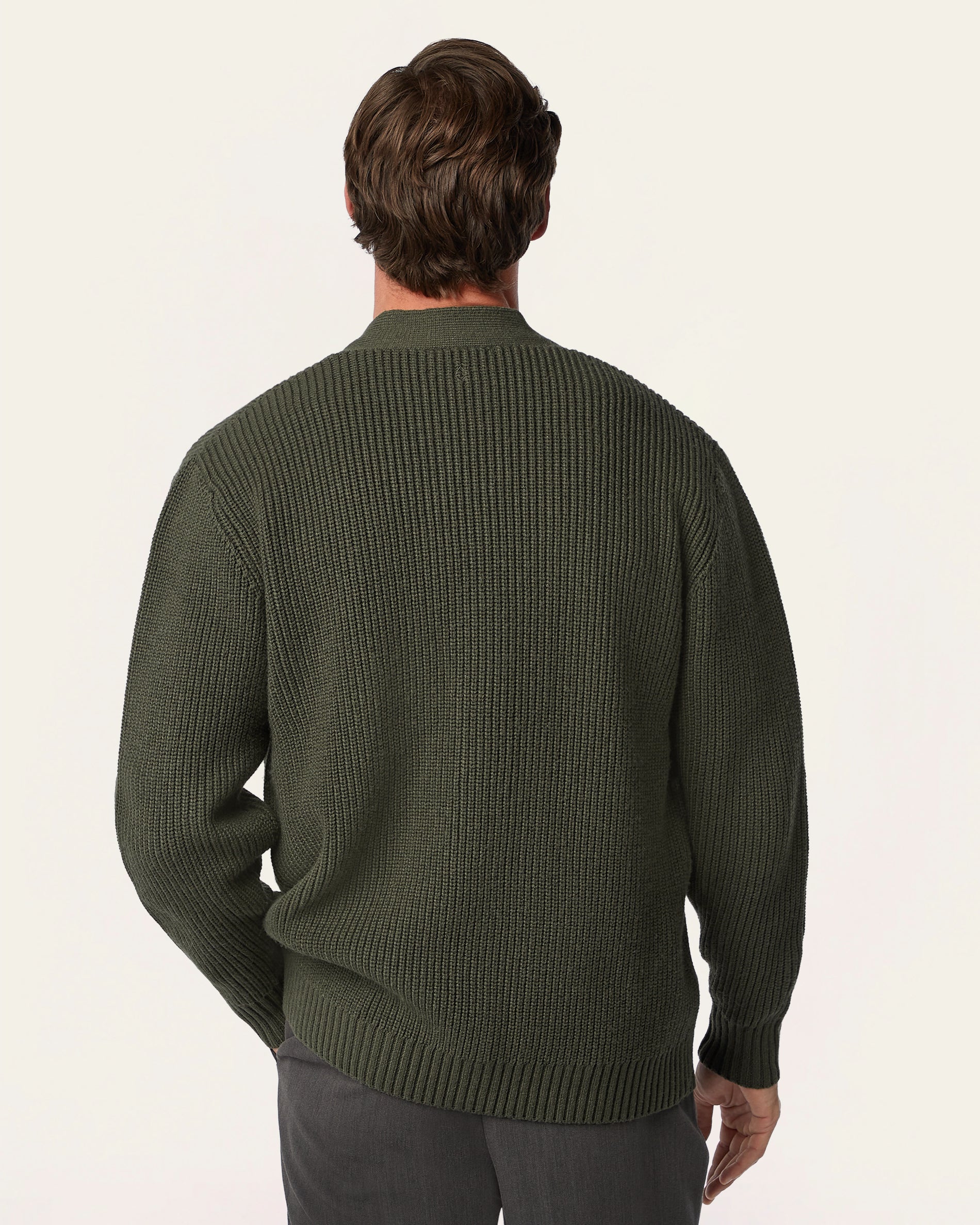 Heavy Seawool Cardigan Dark Olive