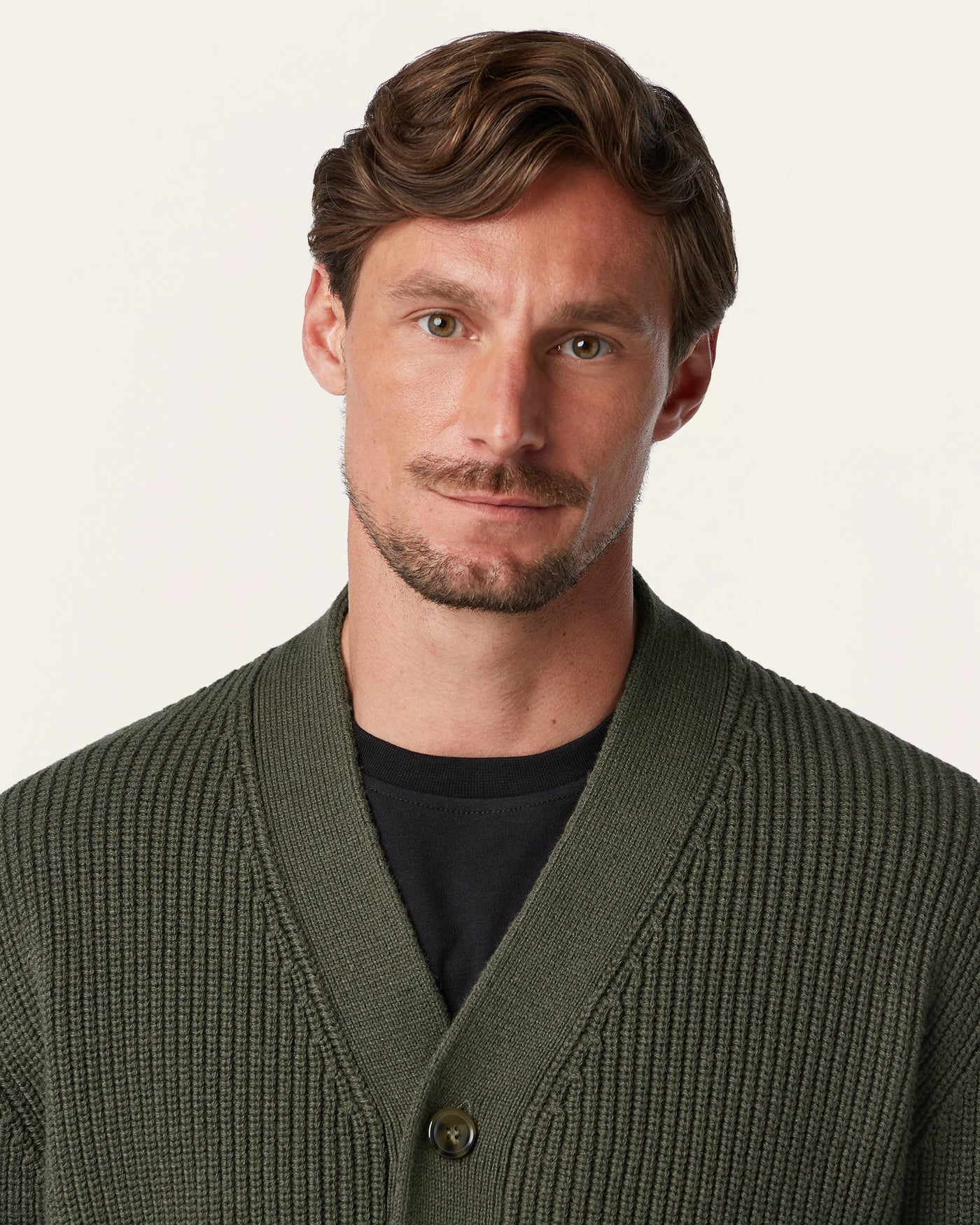Heavy Seawool Cardigan Dark Olive