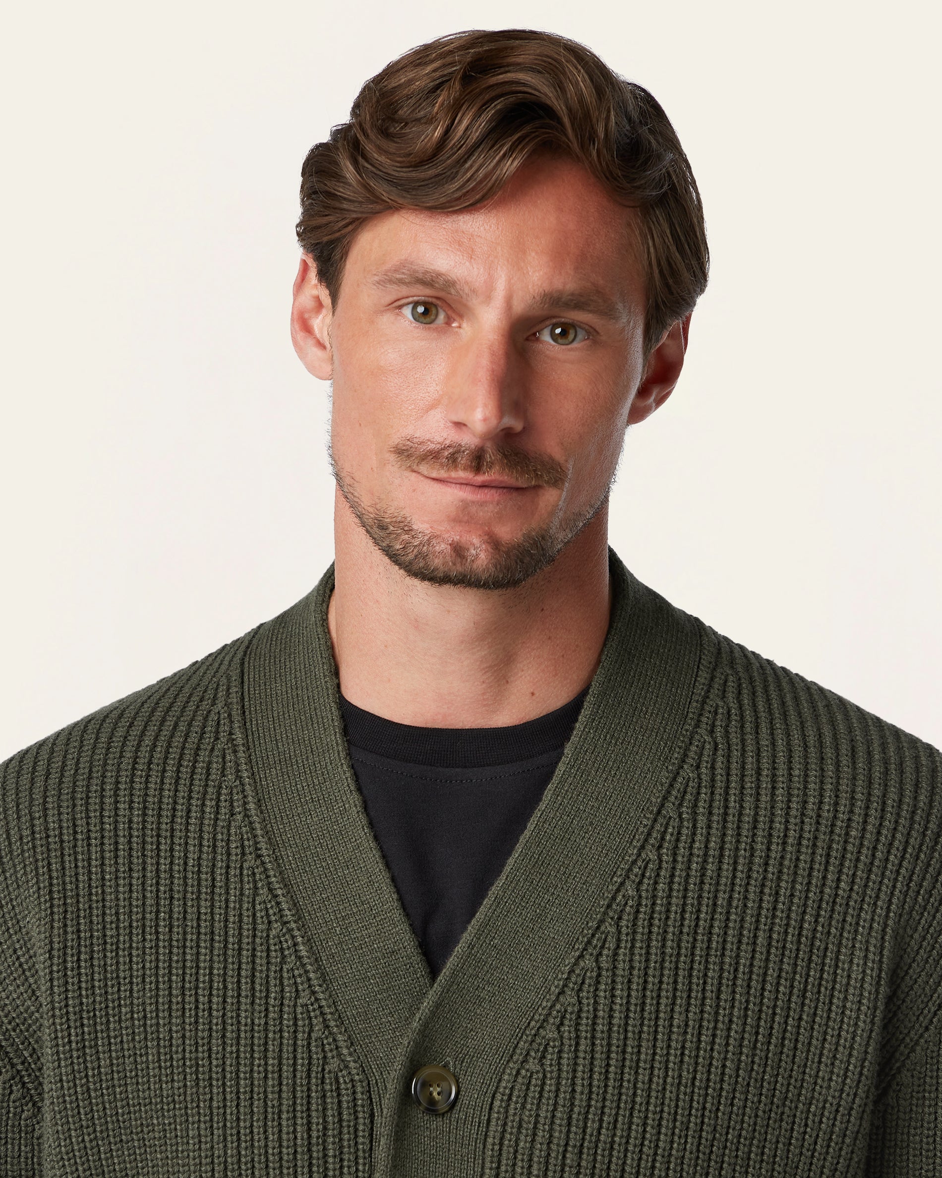 Heavy Seawool Cardigan Dark Olive