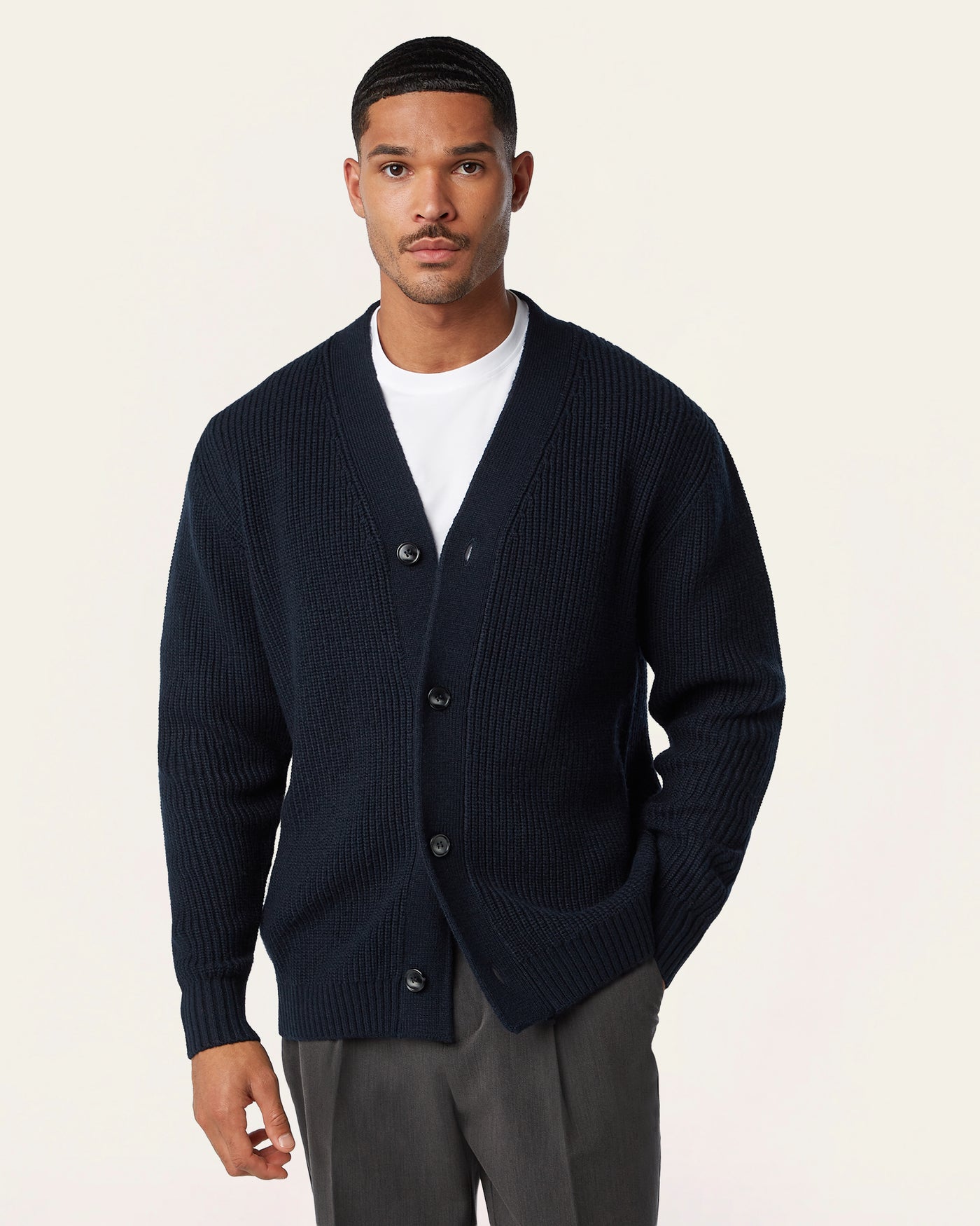 Heavy Seawool Cardigan Navy