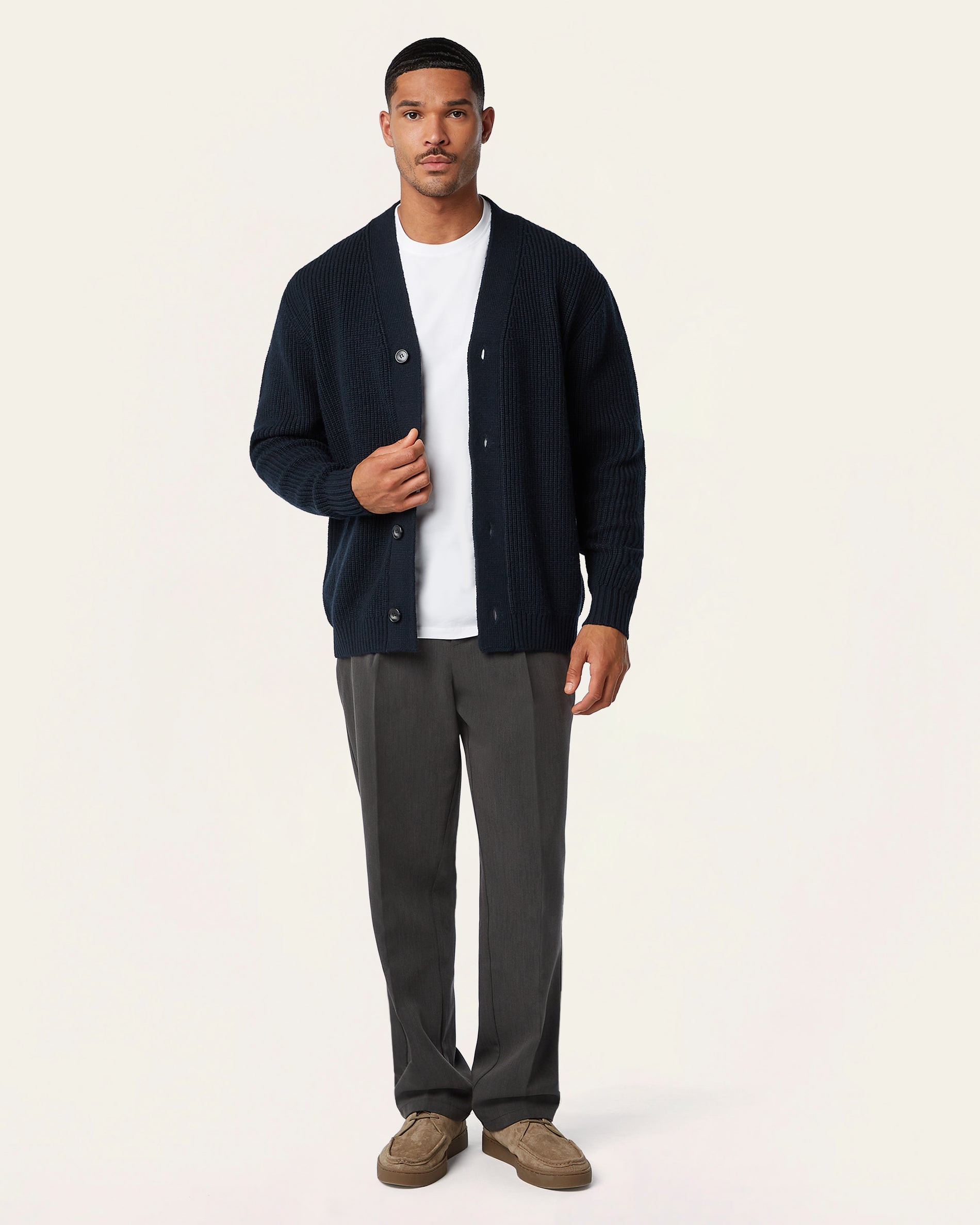Heavy Seawool Cardigan Navy