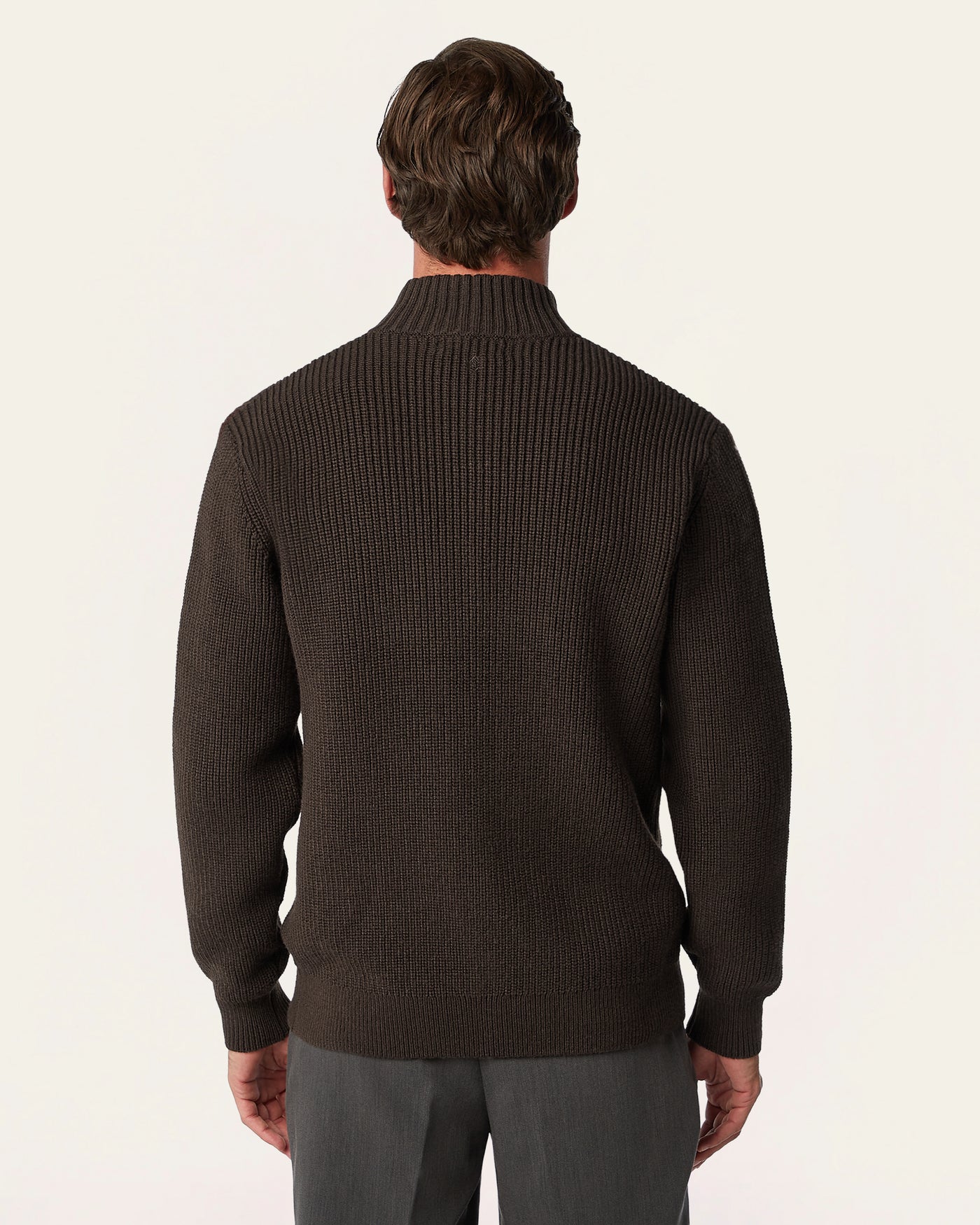Heavy Seawool Full Zip Cardigan Dark Brown