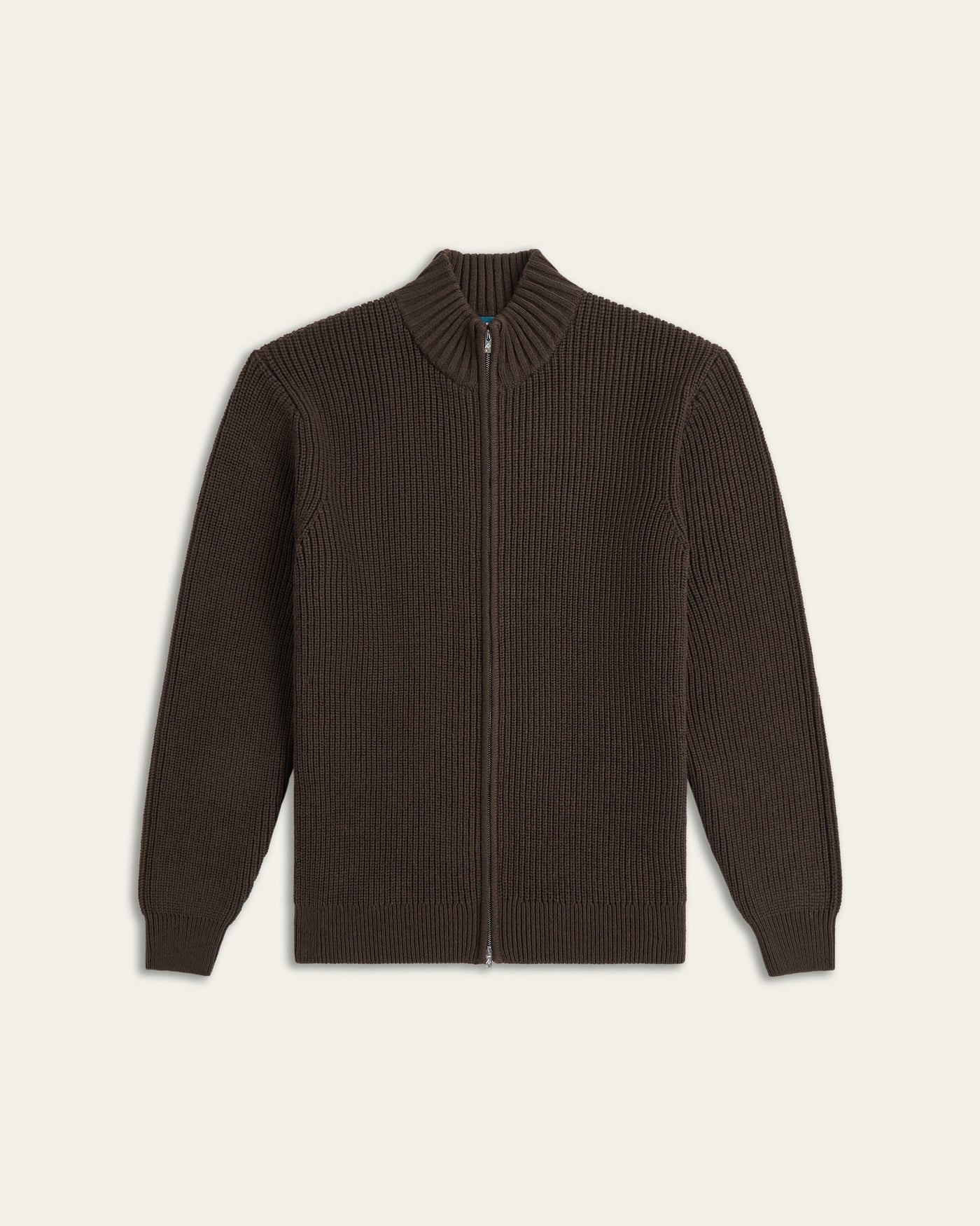 Heavy Seawool Full Zip Cardigan Dark Brown