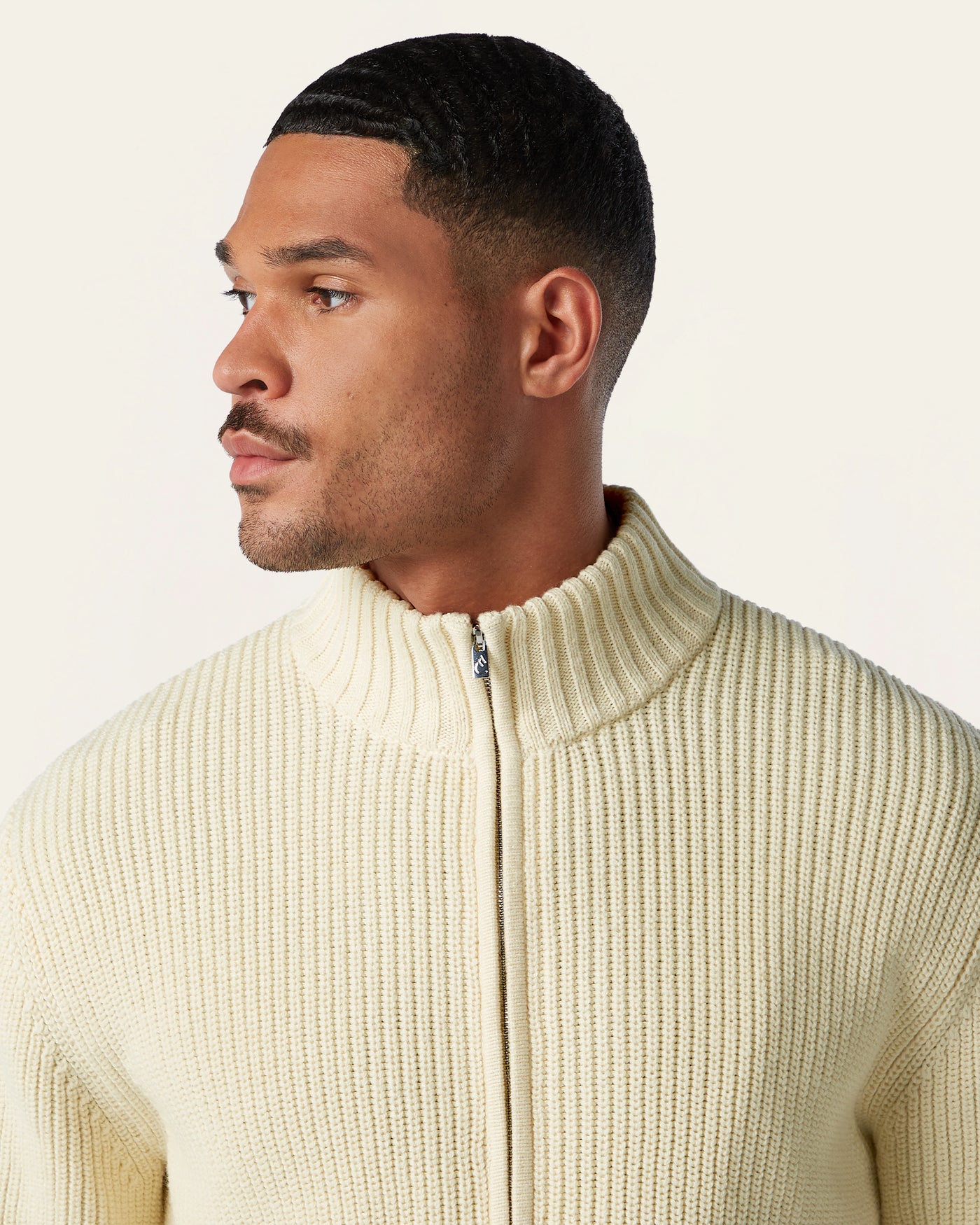 Heavy Seawool Full Zip Cardigan Off White