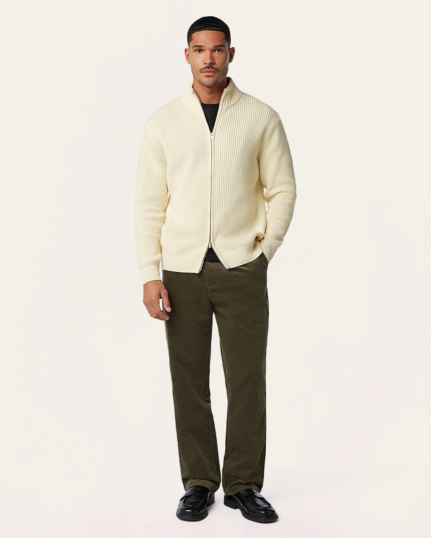 Heavy Seawool Full Zip Cardigan Off White