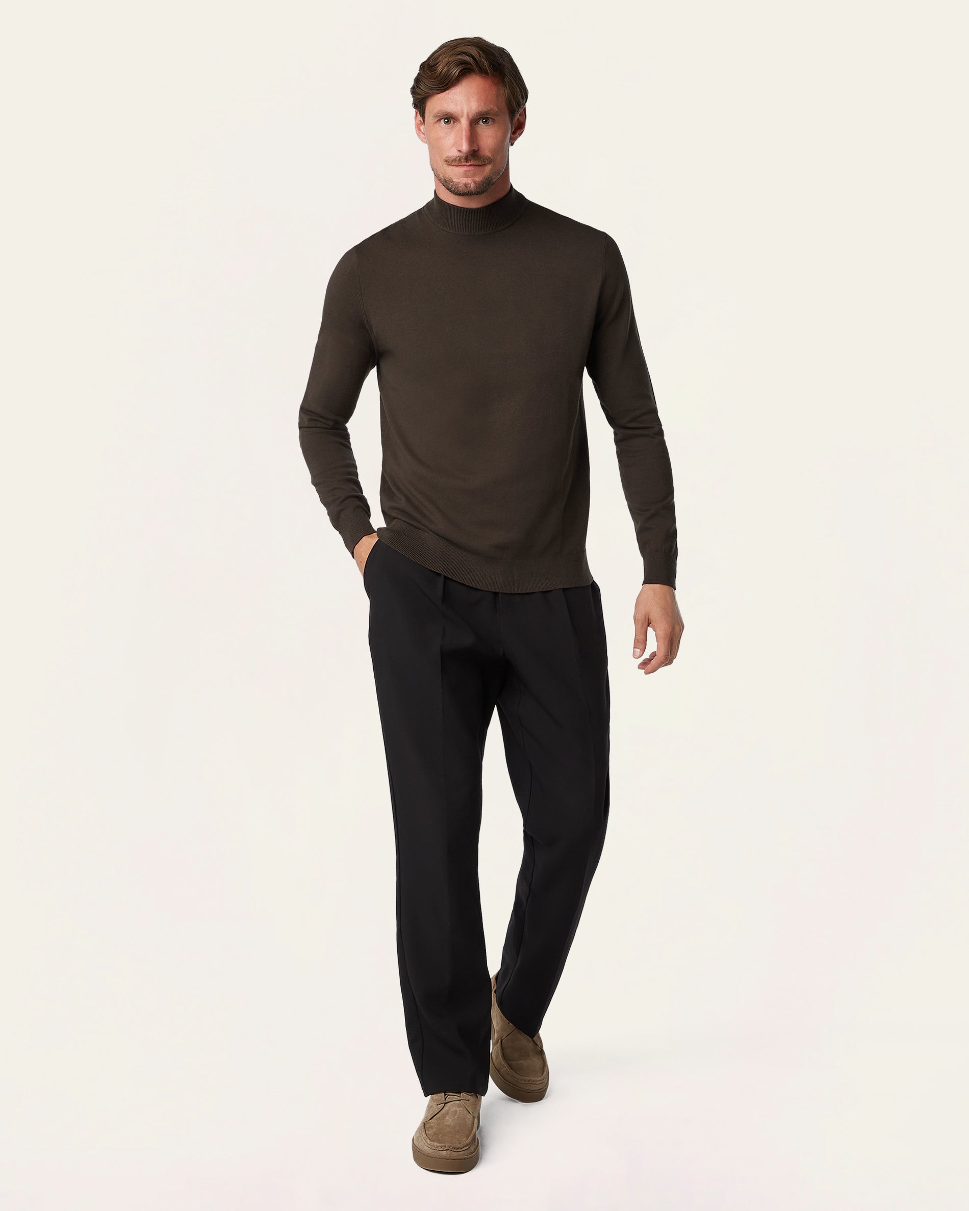 Seawool Mockneck Dark Brown