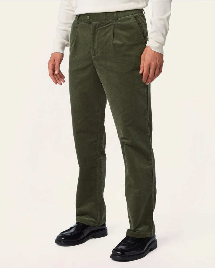 Straight Corduroy Pants Dark Olive