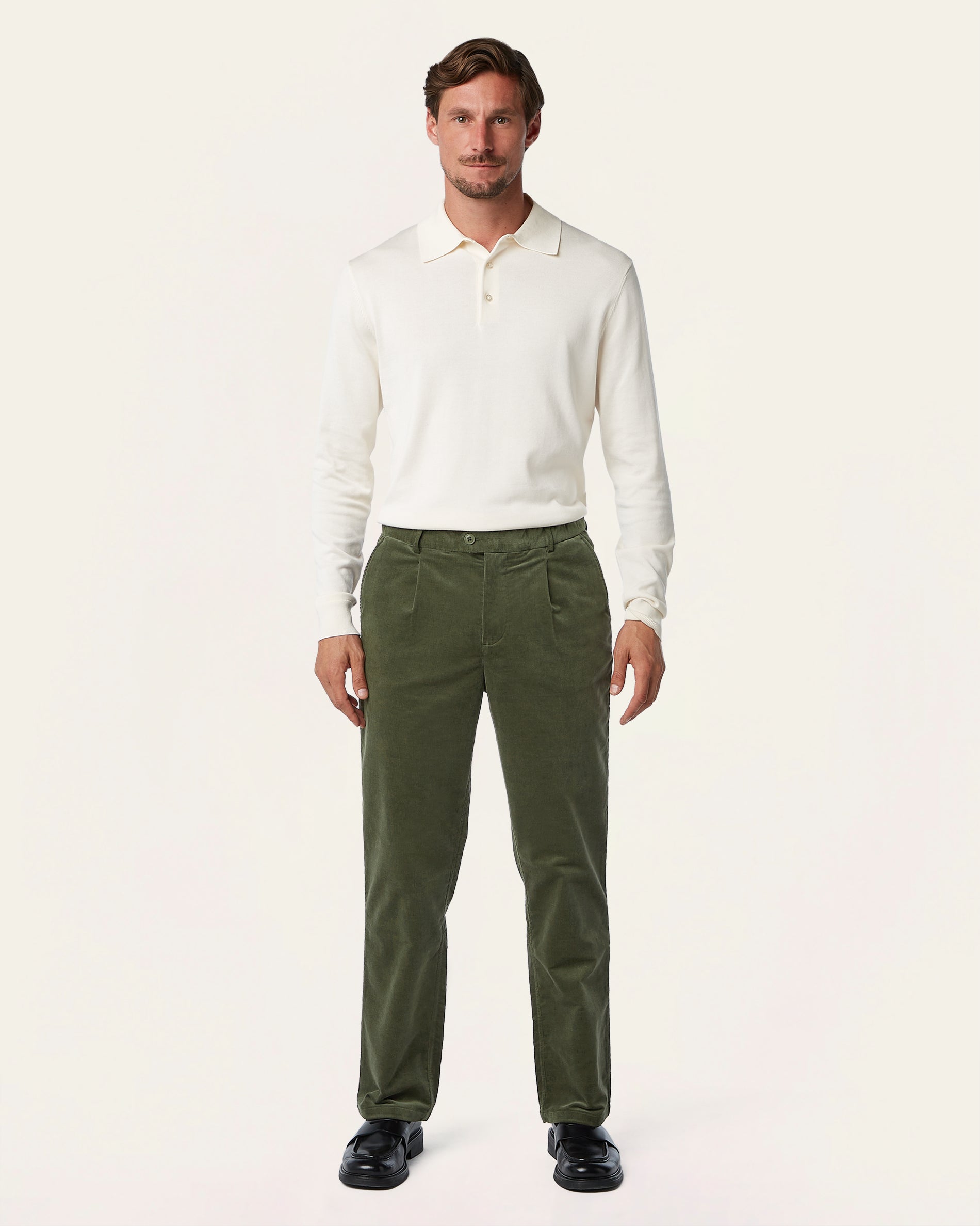 Straight Corduroy Pants Dark Olive
